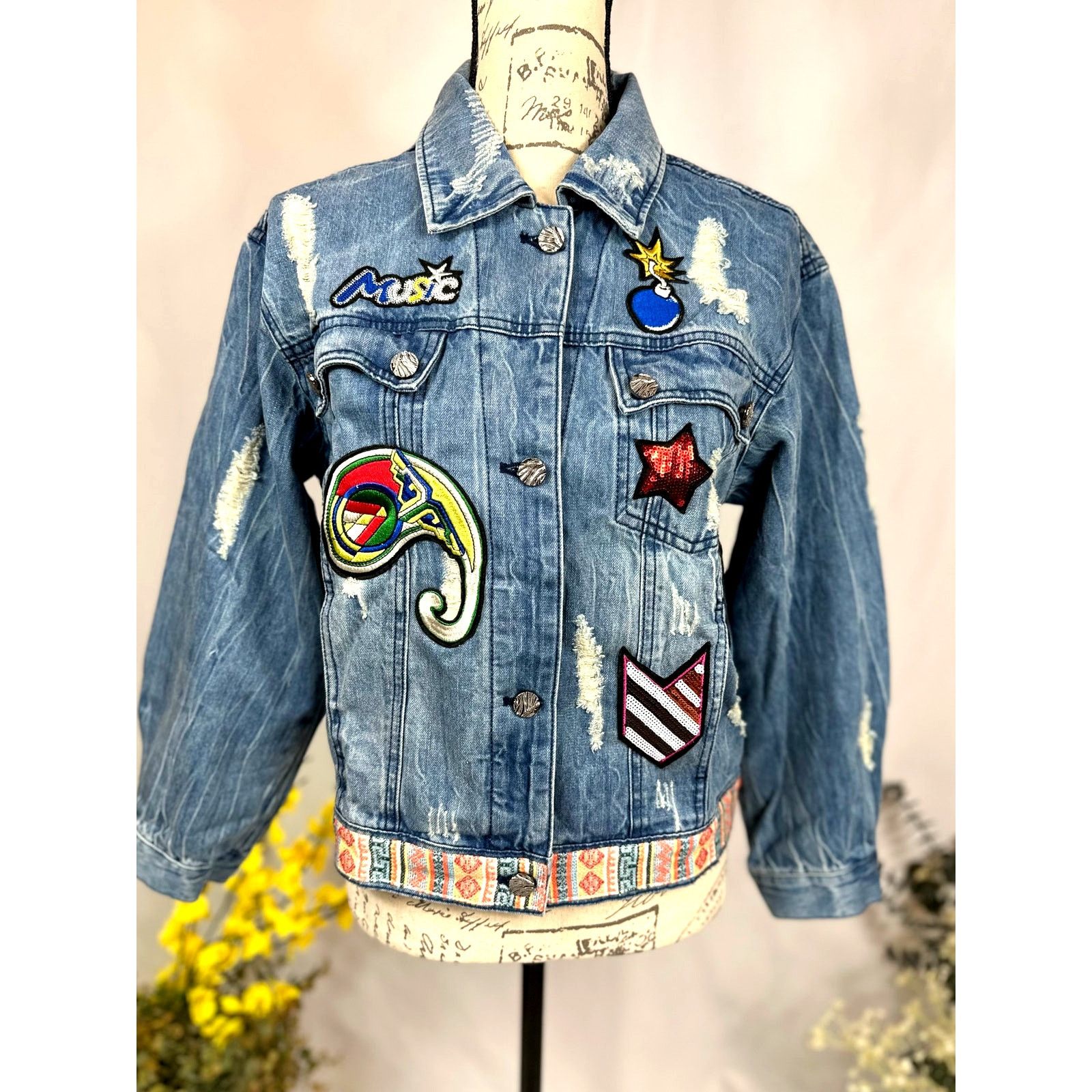 Other Etienne Marcel Julia Denim Jacket Embroidered Sequin Blue XS Size XS / US 0-2 / IT 36-38 - 3 Thumbnail