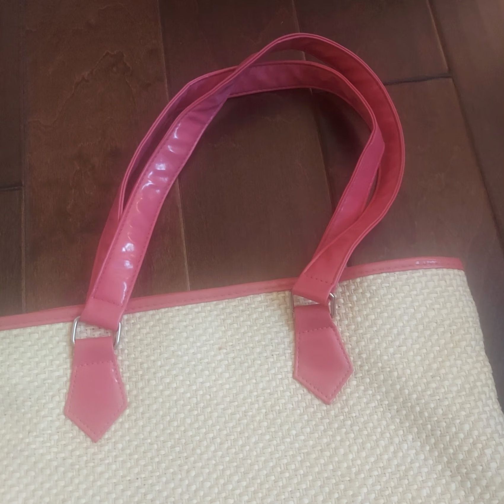 Nordstrom NORDSTROM Leather Trim Pink Shoulder Bag Small 11" 14" Women Vintage? No (adjust) Size ONE SIZE - 3 Thumbnail