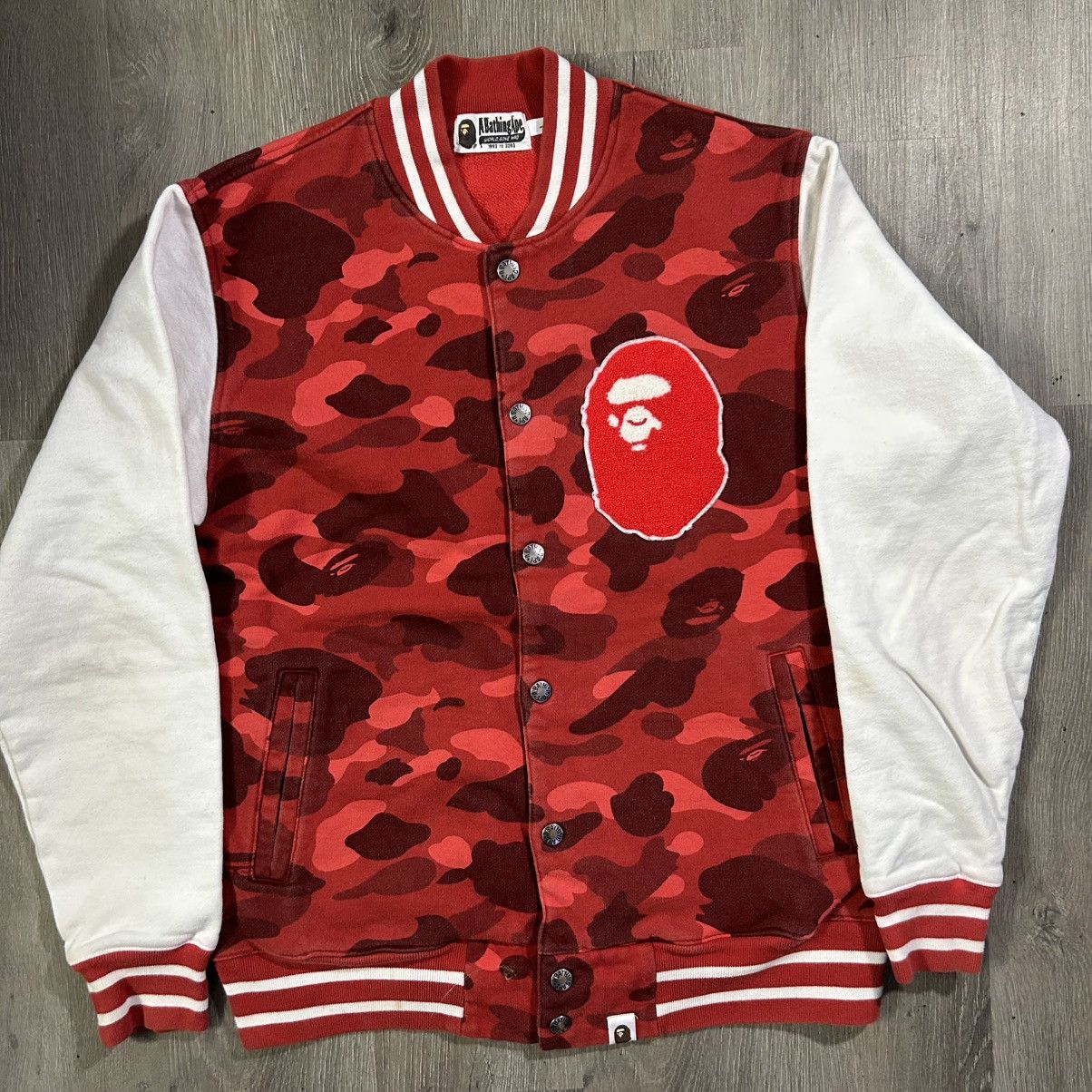 Bape BAPE Varsity Jacket Red Camo Size US L / EU 52-54 / 3 - 1 Thumbnail