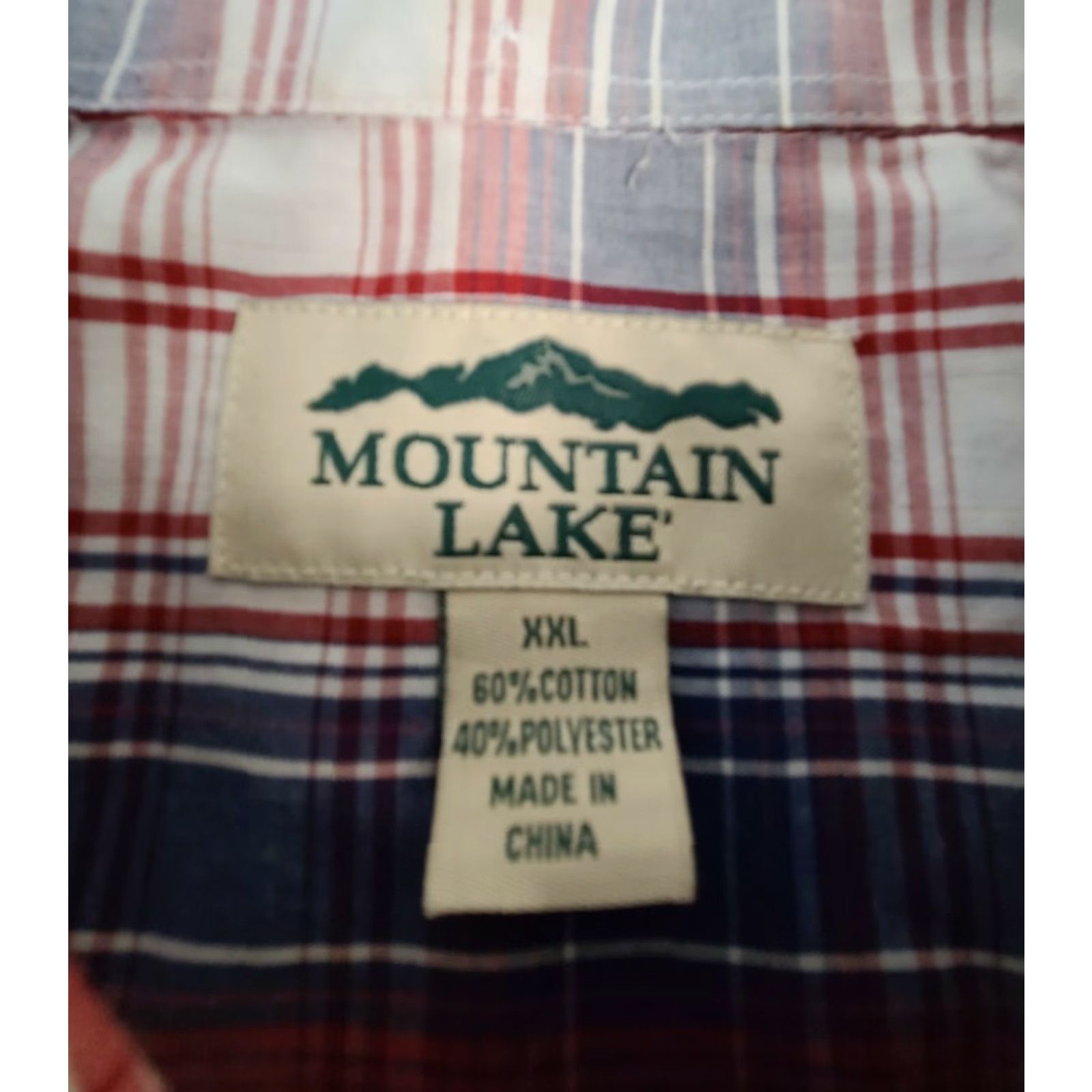 Vintage Mountain Lake Button-Up Shirt XXL Blue Red Plaid Long Sleeve Casual Men's Size US XXL / EU 58 / 5 - 2 Thumbnail