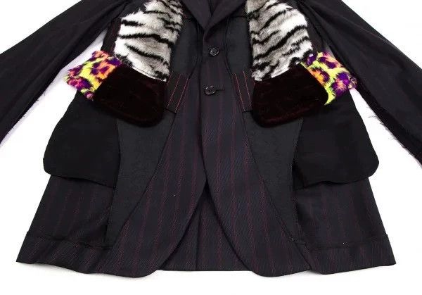 Comme des Garcons Comme des Garcons Fur-turned striped stitching jacket Size US XS / EU 42 / 0 - 4 Thumbnail