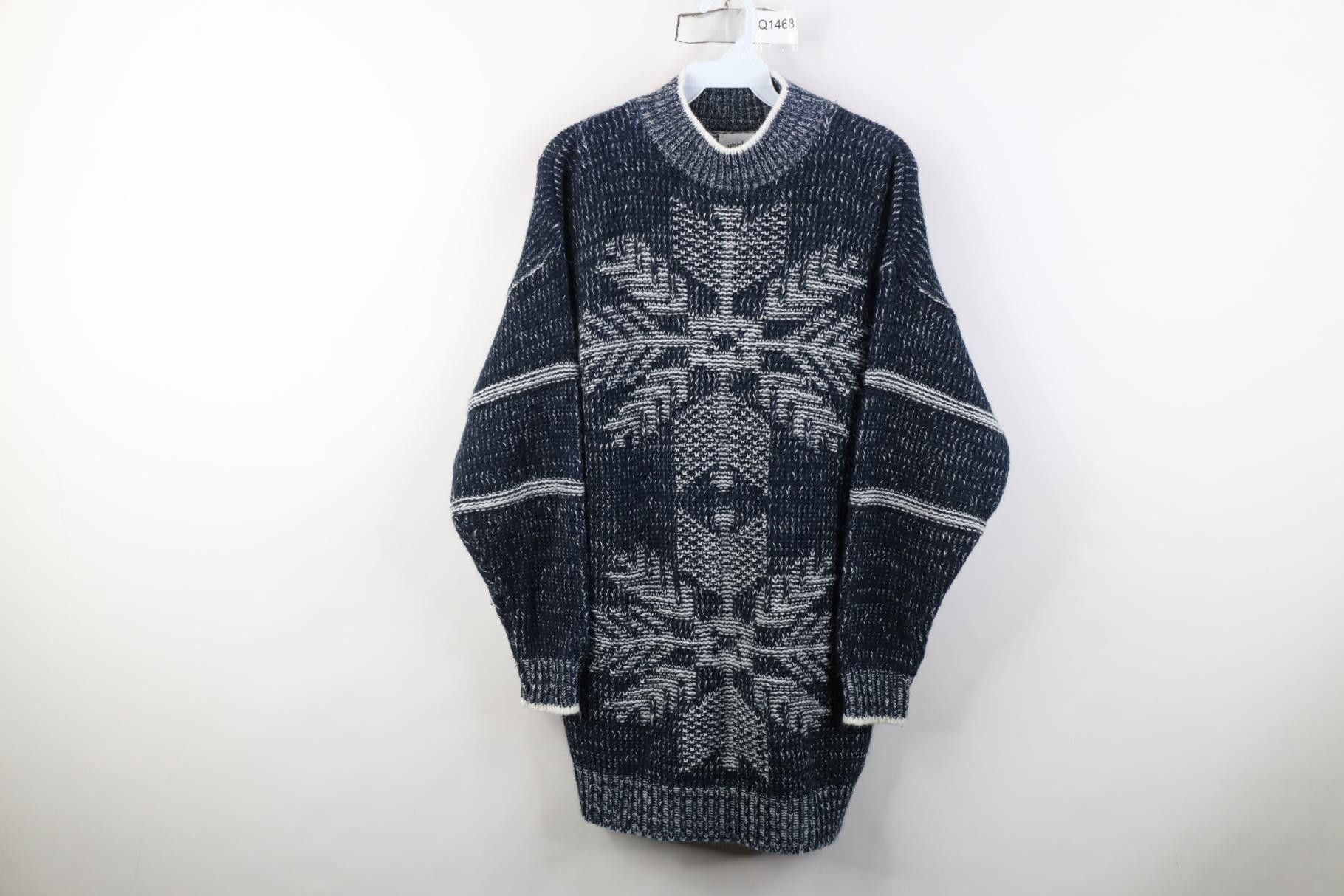 Vintage Vintage 90s Streetwear Christmas Snowflake Mock Neck Sweater Size L / US 10 / IT 46 - 1 Thumbnail