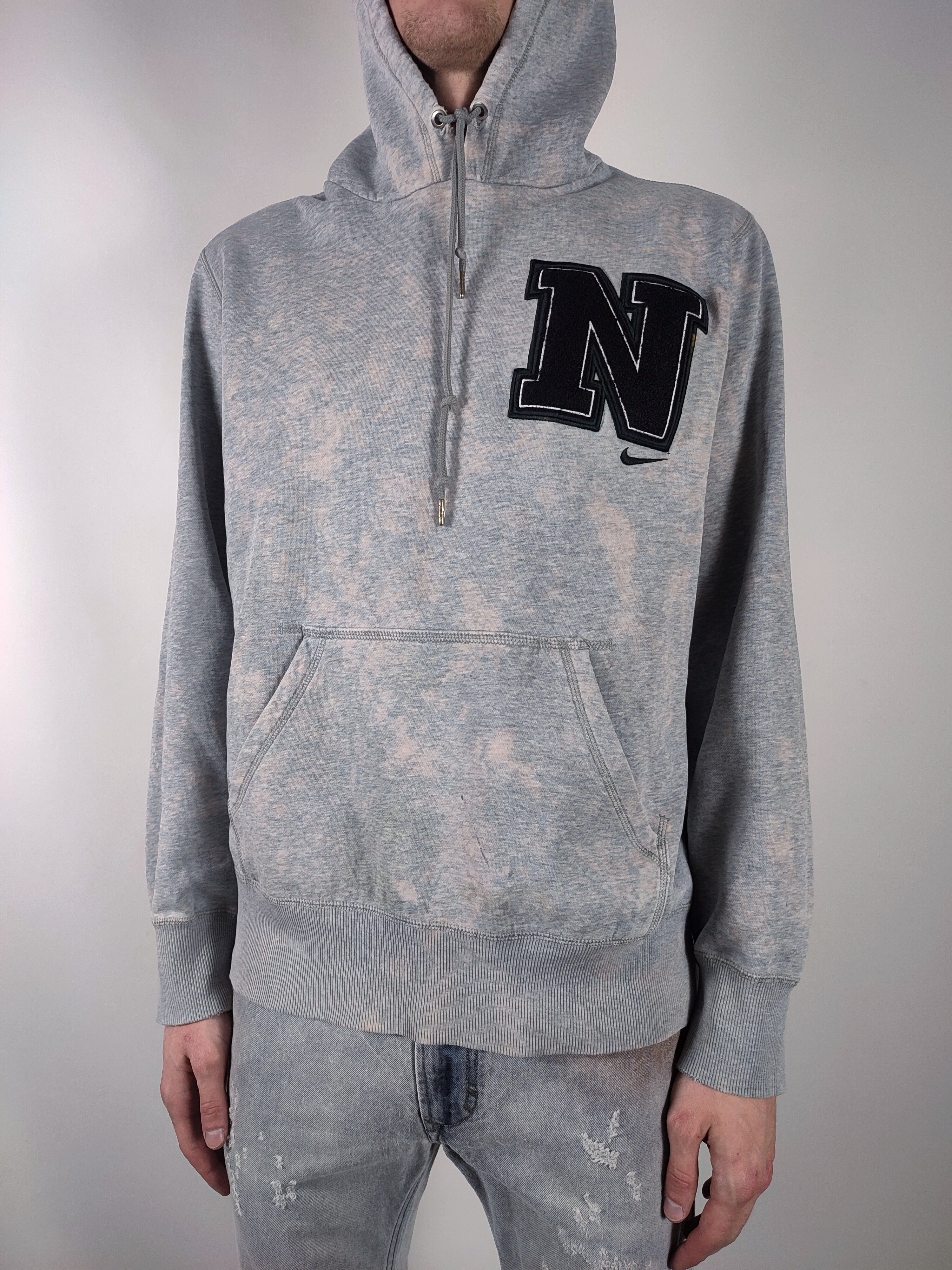 Pre-owned Nike Logo Bleached Hoodie In Grey
