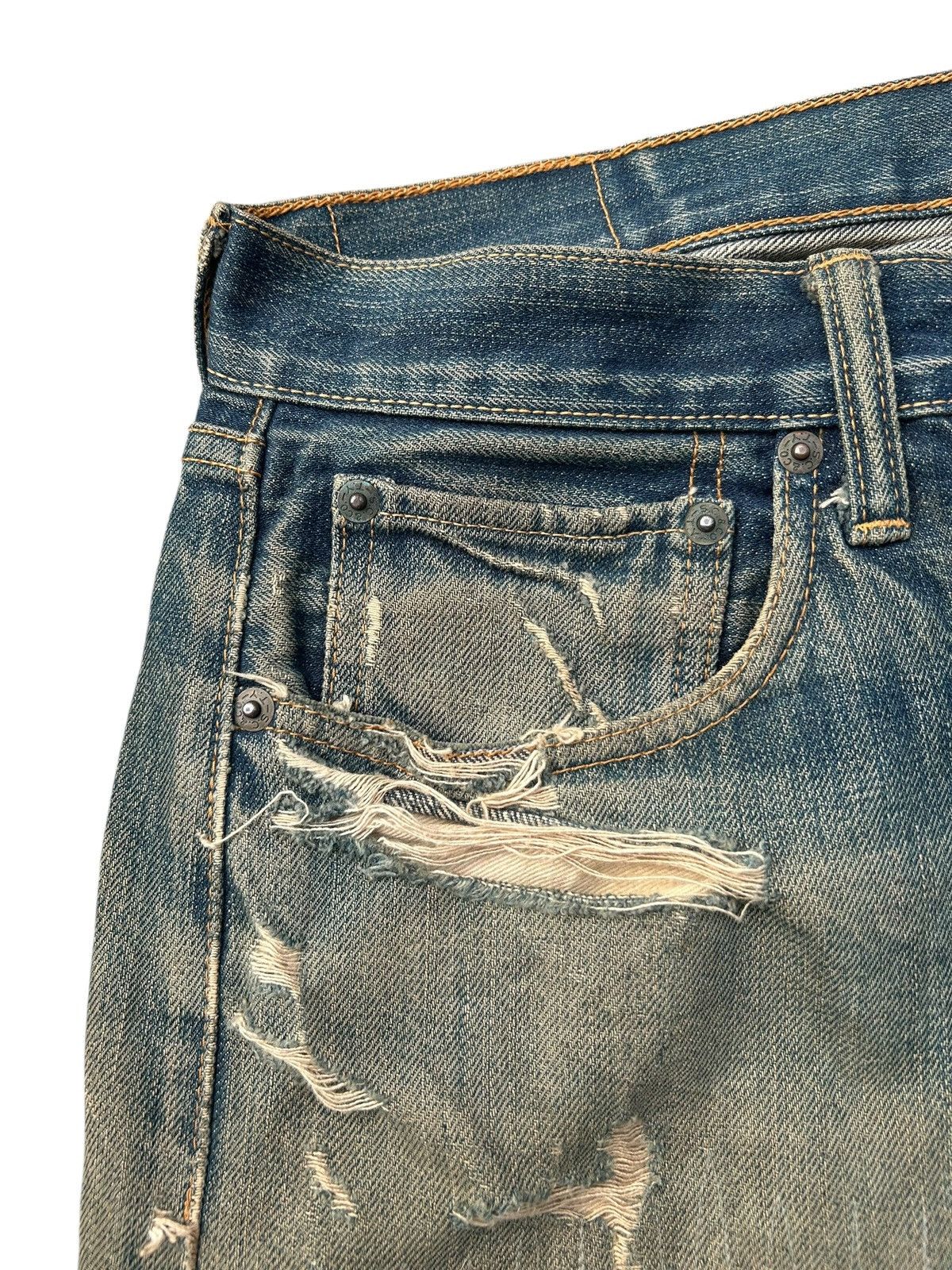 Kapital Thrashed Vintage Sugar Cane Selvedge Denim Jeans Grunge Size US 34 / EU 50 - 7 Thumbnail