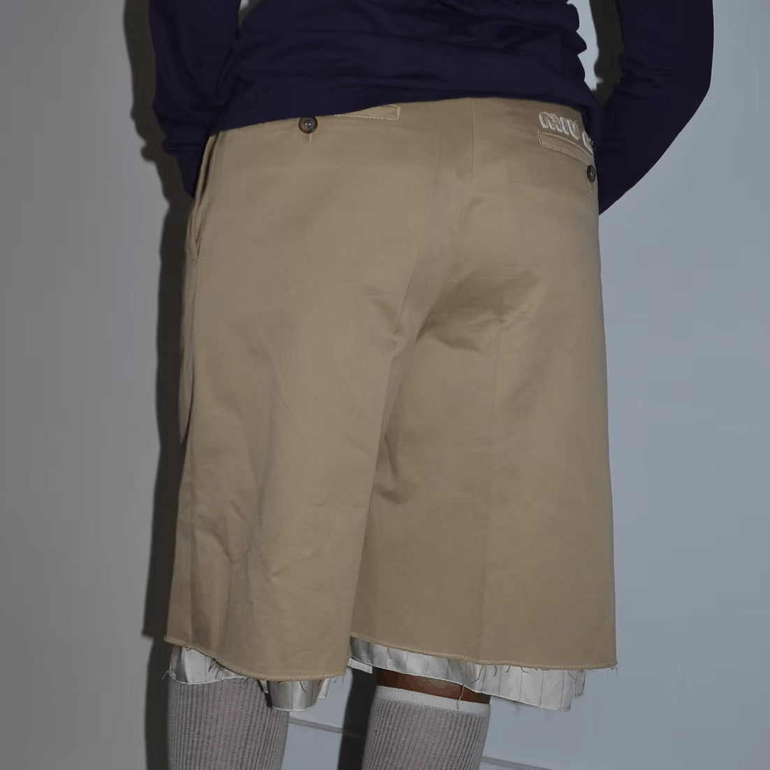 Miu Miu SS2022 Logo Embroidered Layered Chino Shorts Size US 30 / EU 46 - 4 Thumbnail