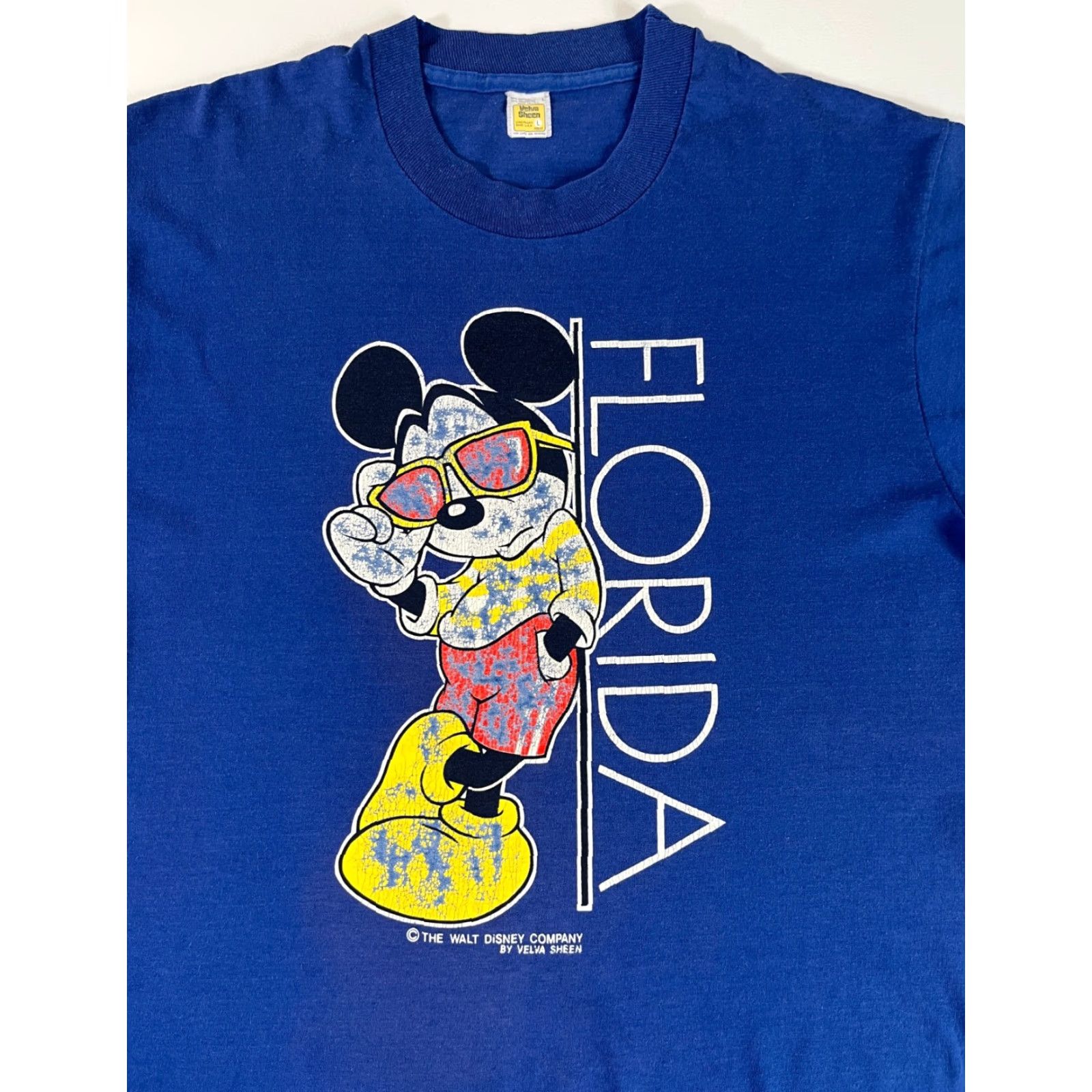 Velva Sheen VINTAGE Velva Sheen Mickey Mouse Florida T-Shirt Unisex Adults Crew Neck Short Sleeve Blue 80s Disney Minnie Mouse 1980s Made in USA L Size US L / EU 52-54 / 3 - 3 Thumbnail