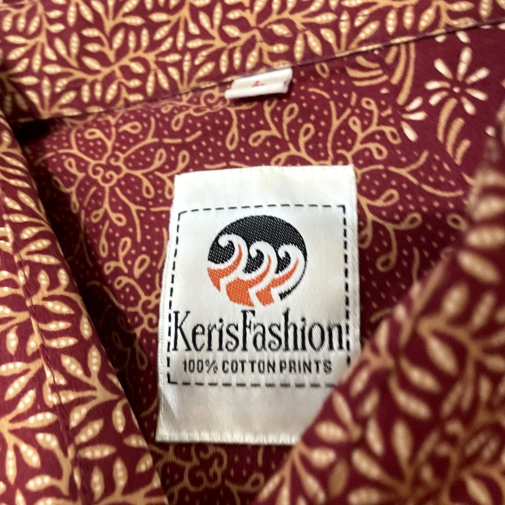 Vintage VINTAGE KERIS Fashion Hawaiian Shirt Men L Floral Tribal Stripe Orange Red Cotton Short Sleeve Button-Up Collared Size US L / EU 52-54 / 3 - 6 Thumbnail