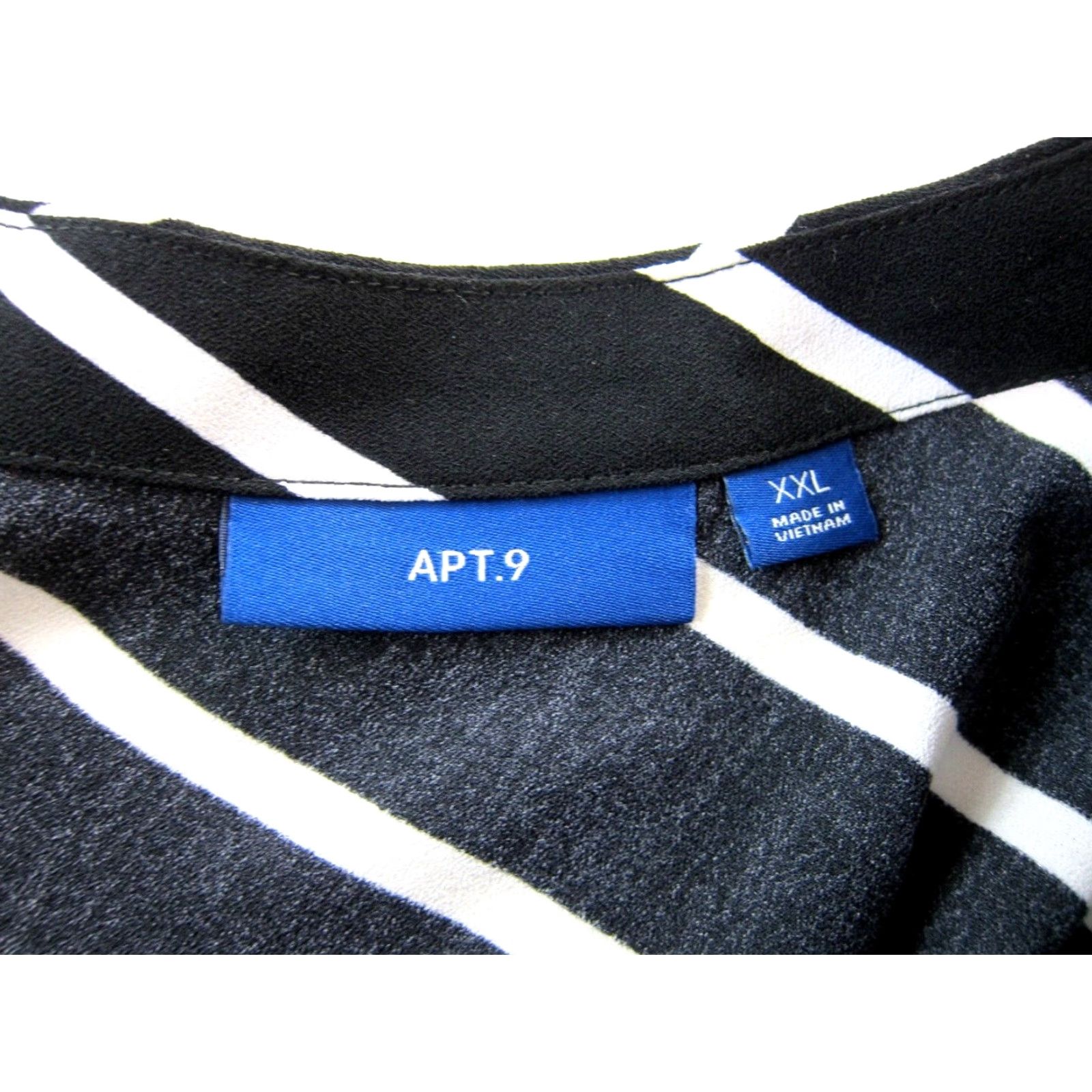 Apt. 9 NWT Apt. 9 Black White Stripe Short Sleeve V-Neck Tunic Dress XXL Shirt Dress Womens Size 40" / US 18 - 5 Thumbnail