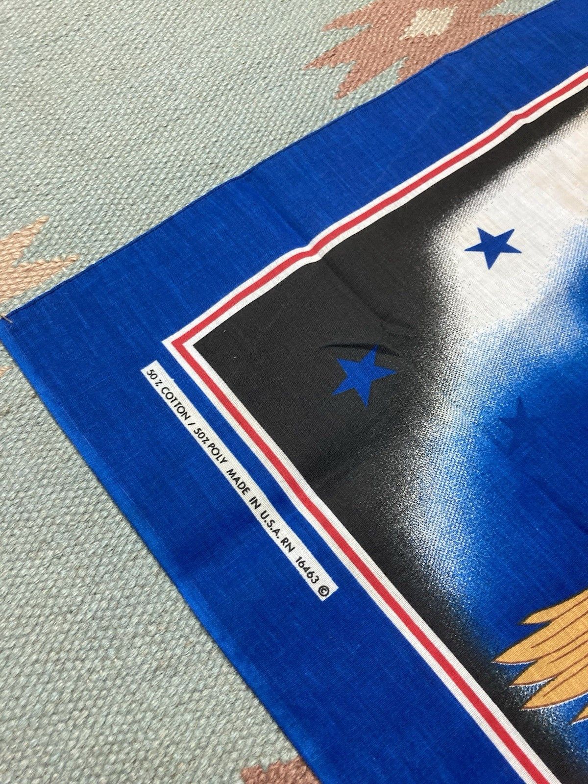 Vintage Vtg 80s bandana handkerchief eagle USA flag Harley Davidson Size ONE SIZE - 3 Thumbnail