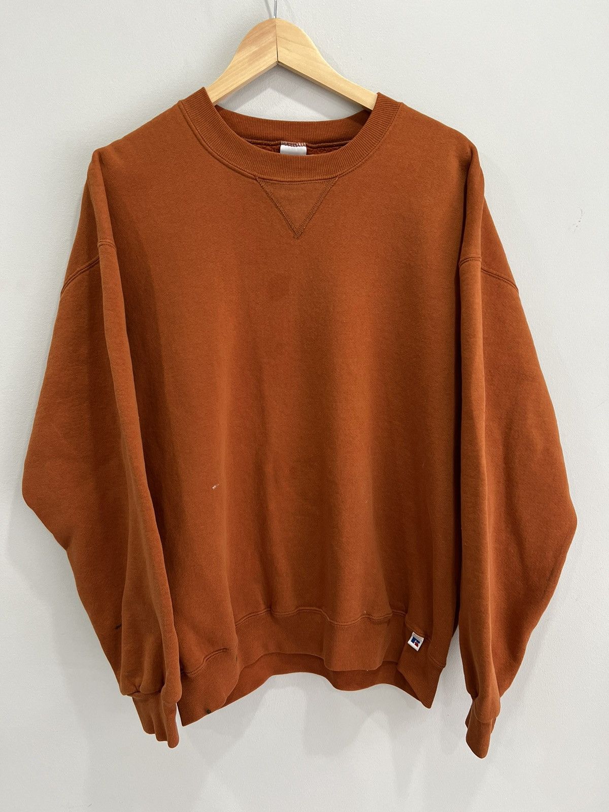 Russell Athletic Vintage 90s Russell Athletic Blank sweater crewneck orange Size US XL / EU 56 / 4 - 1 Thumbnail