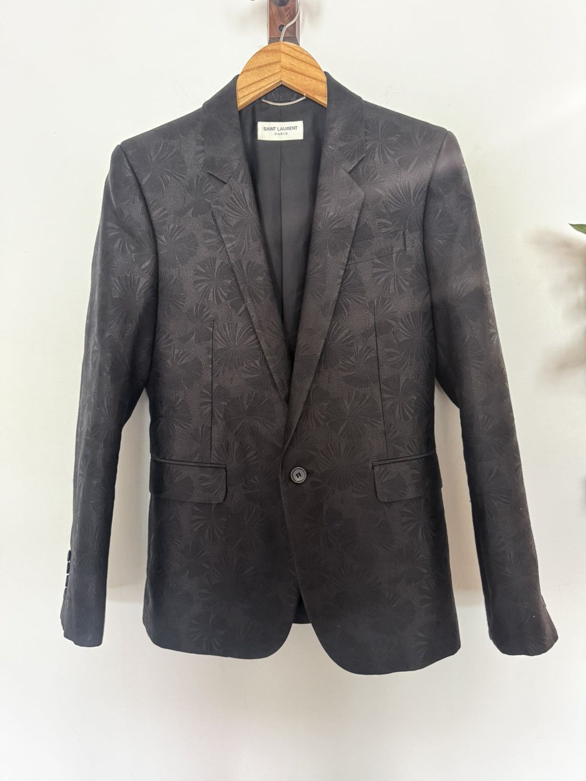 Saint Laurent Paris Floral Pattern Smoking Blazer Size 46R - 3 Thumbnail