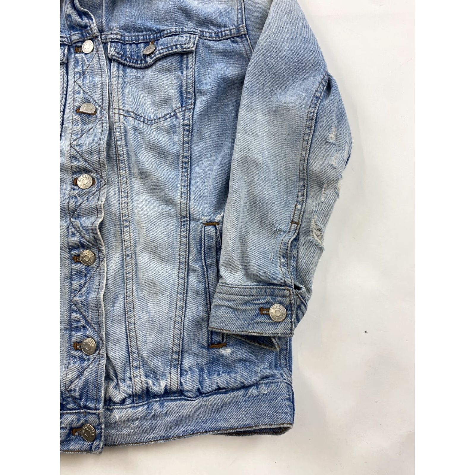 Madewell VINTAGE Madewell Denim Jacket Womens 2XS Blue Distressed Jacket Womens 2XS Blue Distressed Size XXS / US 00 / IT 34 - 3 Thumbnail