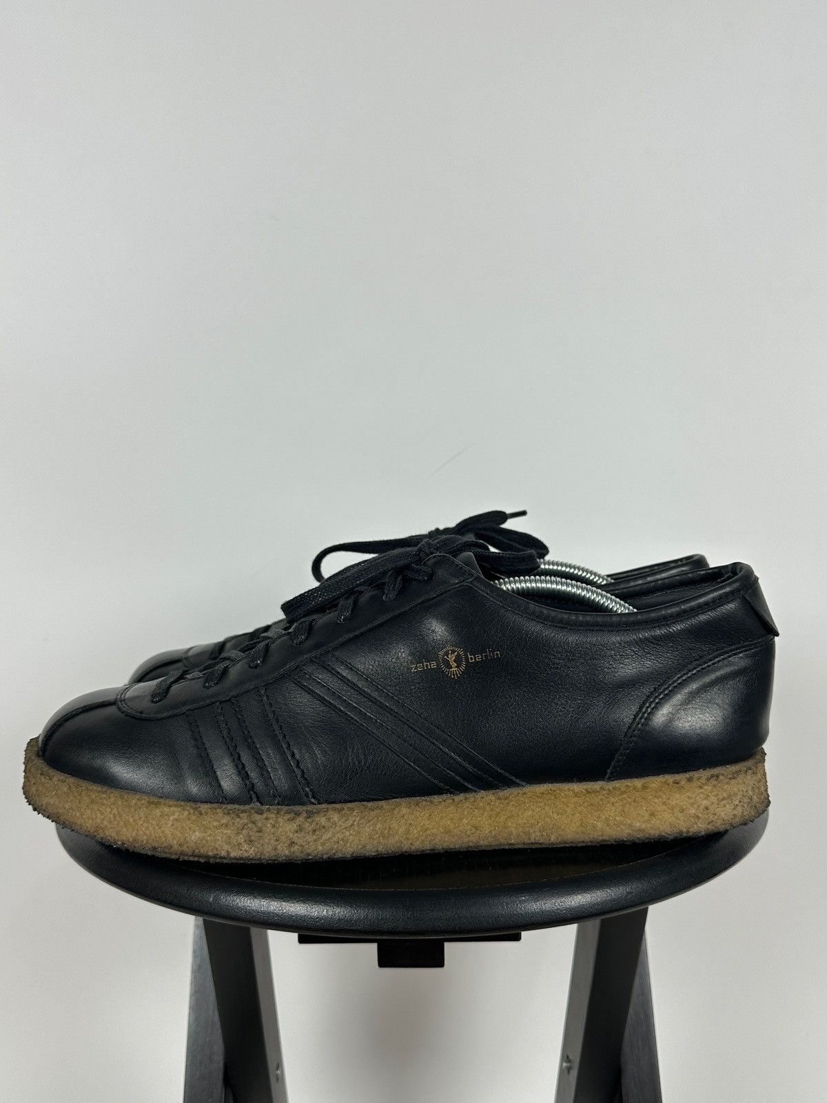 Designer Zeha Berlin Low Top Black Leather Sneakers Size US 13 / EU 46 - 4 Thumbnail