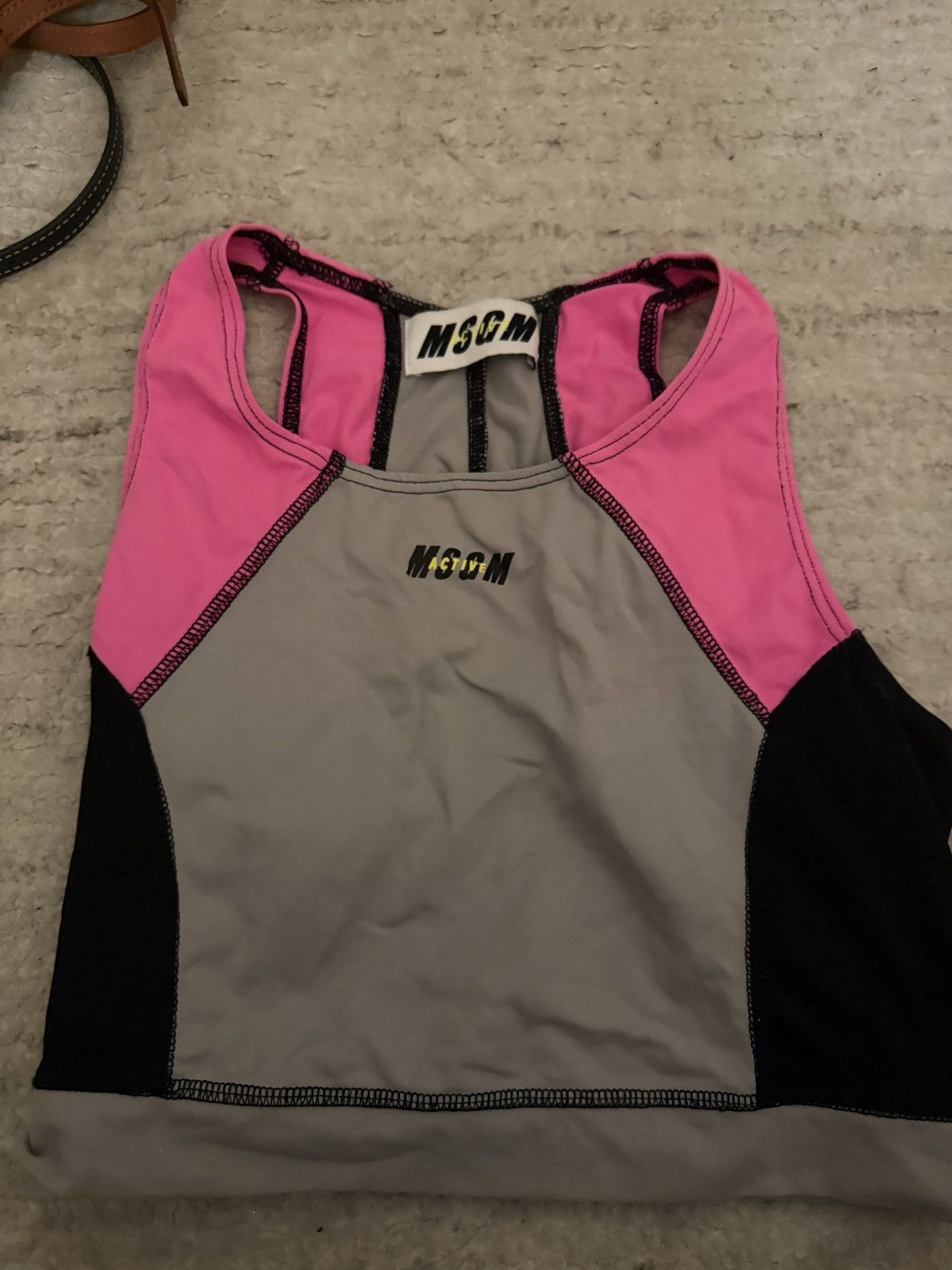 MSGM Msgm pink and gray neon crop tank (athletic) Size S / US 4 / IT 40 - 3 Thumbnail