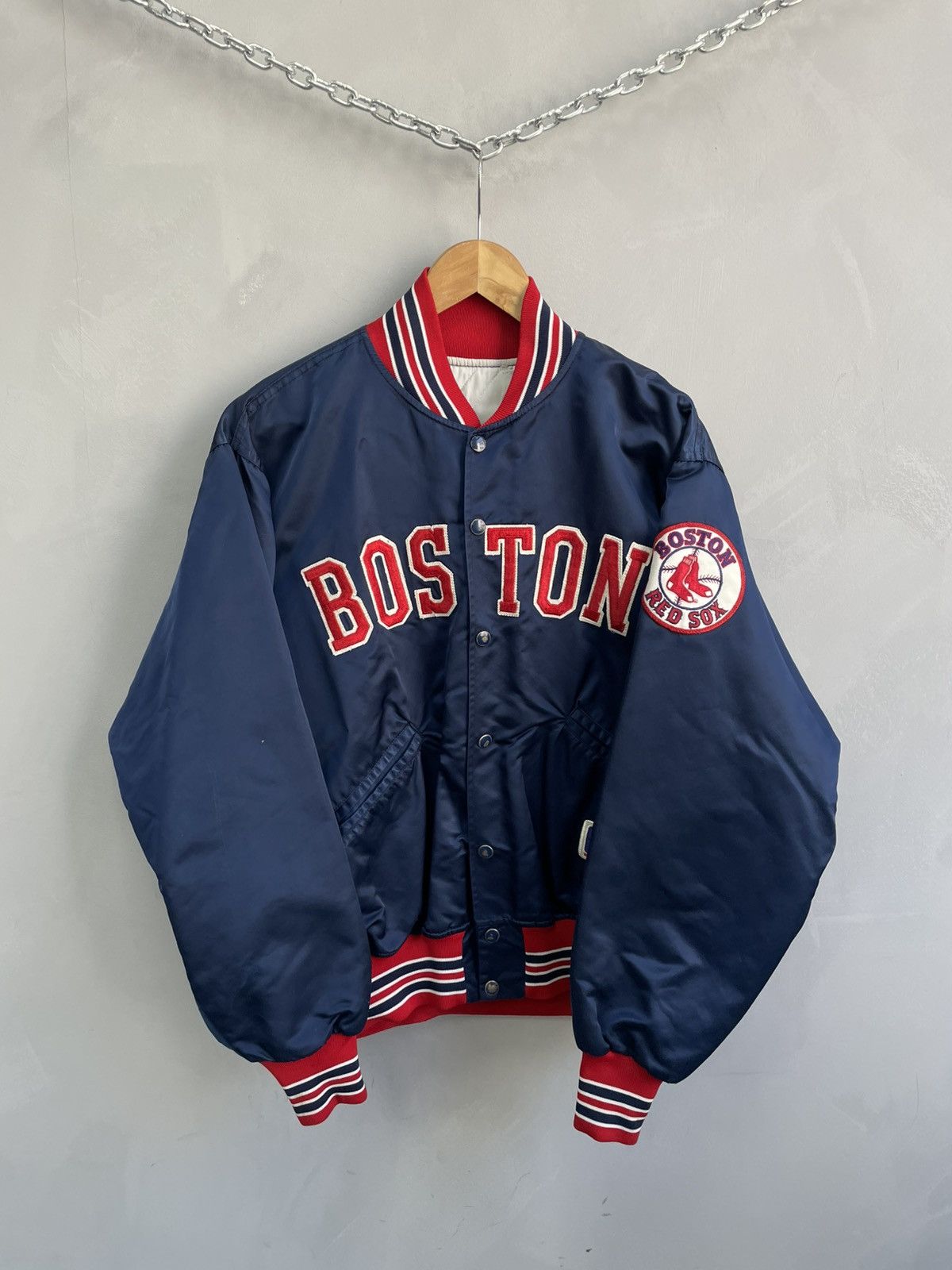 MLB Vintage MLB Red Sox satin bomber jacket starter rare Size US XL / EU 56 / 4 - 1 Thumbnail