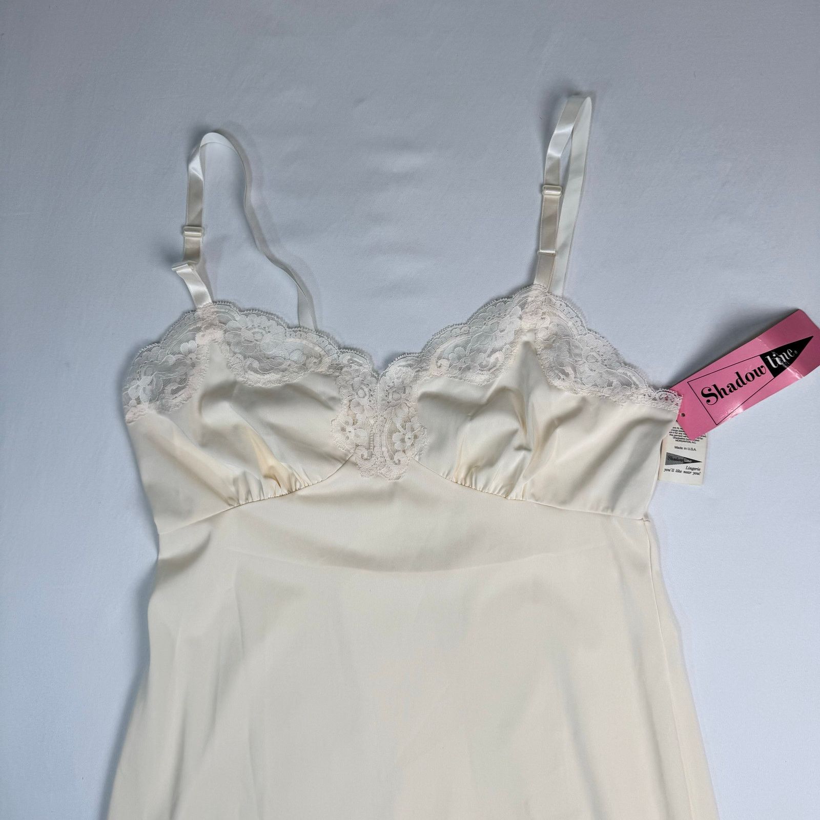 Vintage Vintage Shadowline Opacitrique Ivory Full Slip Dress Lace 34 Size S / US 4 / IT 40 - 7 Thumbnail