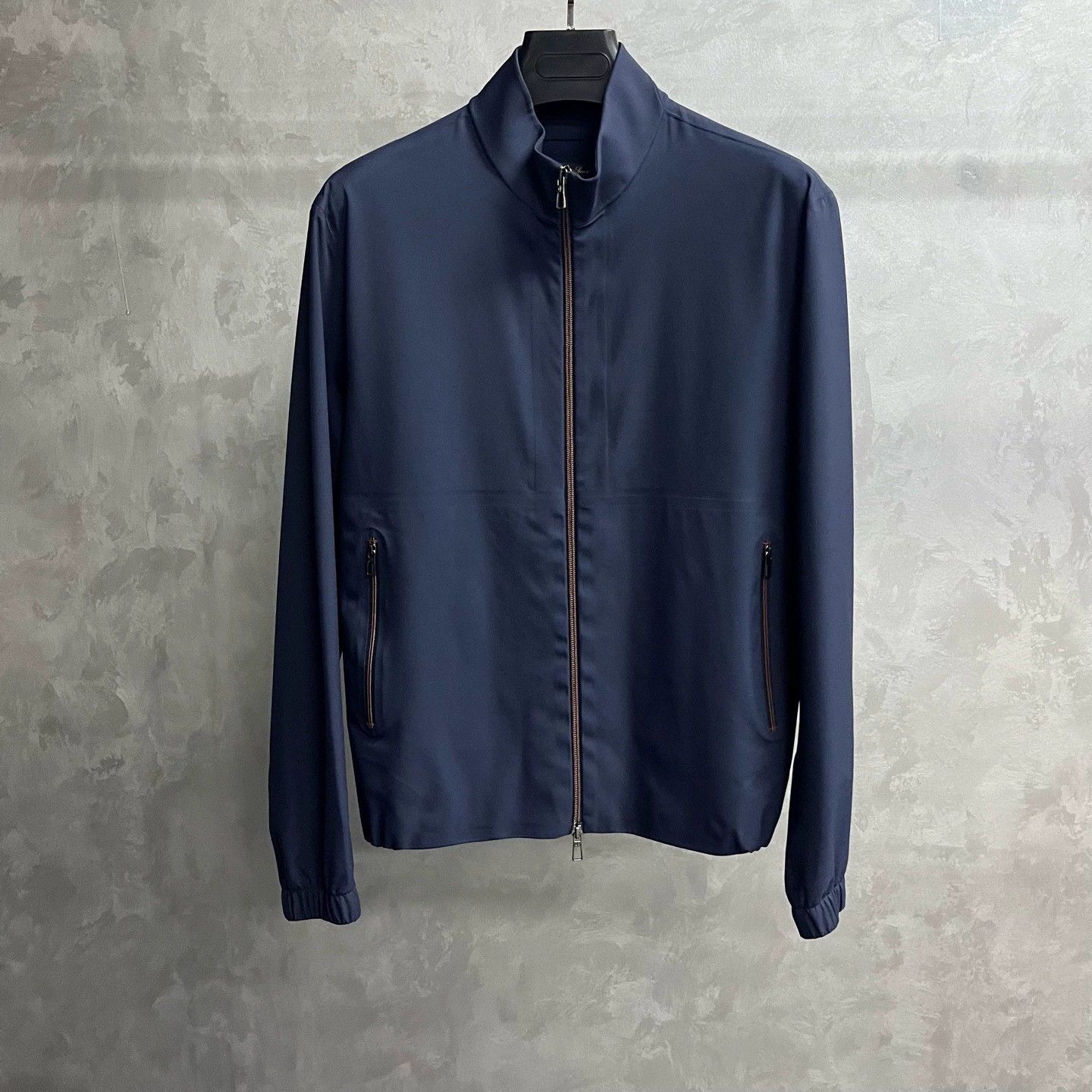 Loro Piana navy blue executive stand-collar jacket Size US M / EU 48-50 / 2 - 1 Thumbnail