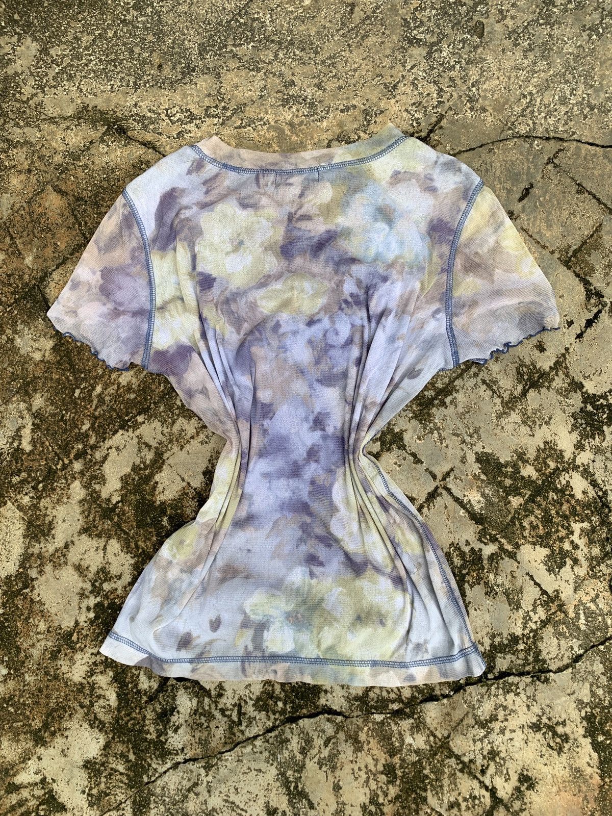 Japanese Brand × Vintage y2k Super Beauty Japan Floral Paint Art Beady Mesh Top Size L / US 10 / IT 46 - 3 Thumbnail