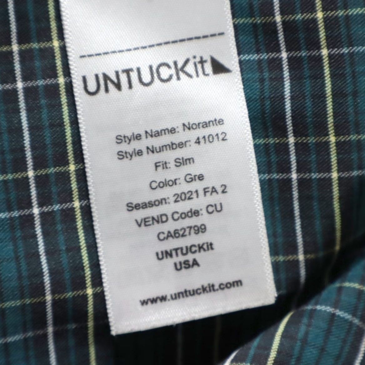 UNTUCKit Untuckit Norante Slim Fit Polyester Plaid Button Up Shirt Green XL Men's Size US XL / EU 56 / 4 - 6 Thumbnail