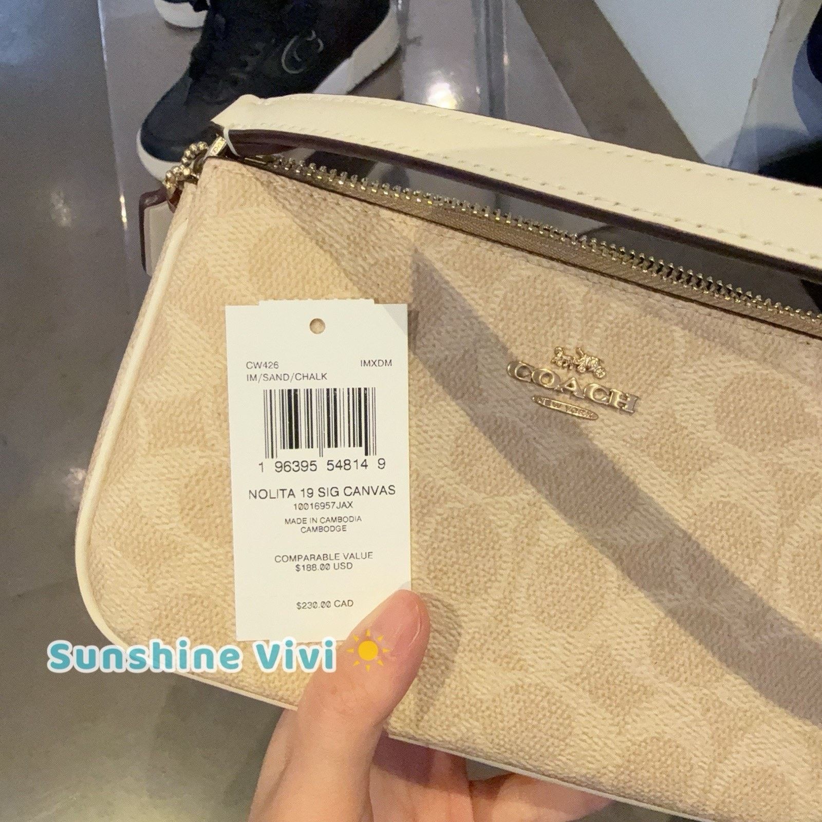 Coach NWT Coach Nolita 19 Signature Canvas CW426, Gold/Sand/Chalk Size ONE SIZE - 4 Thumbnail