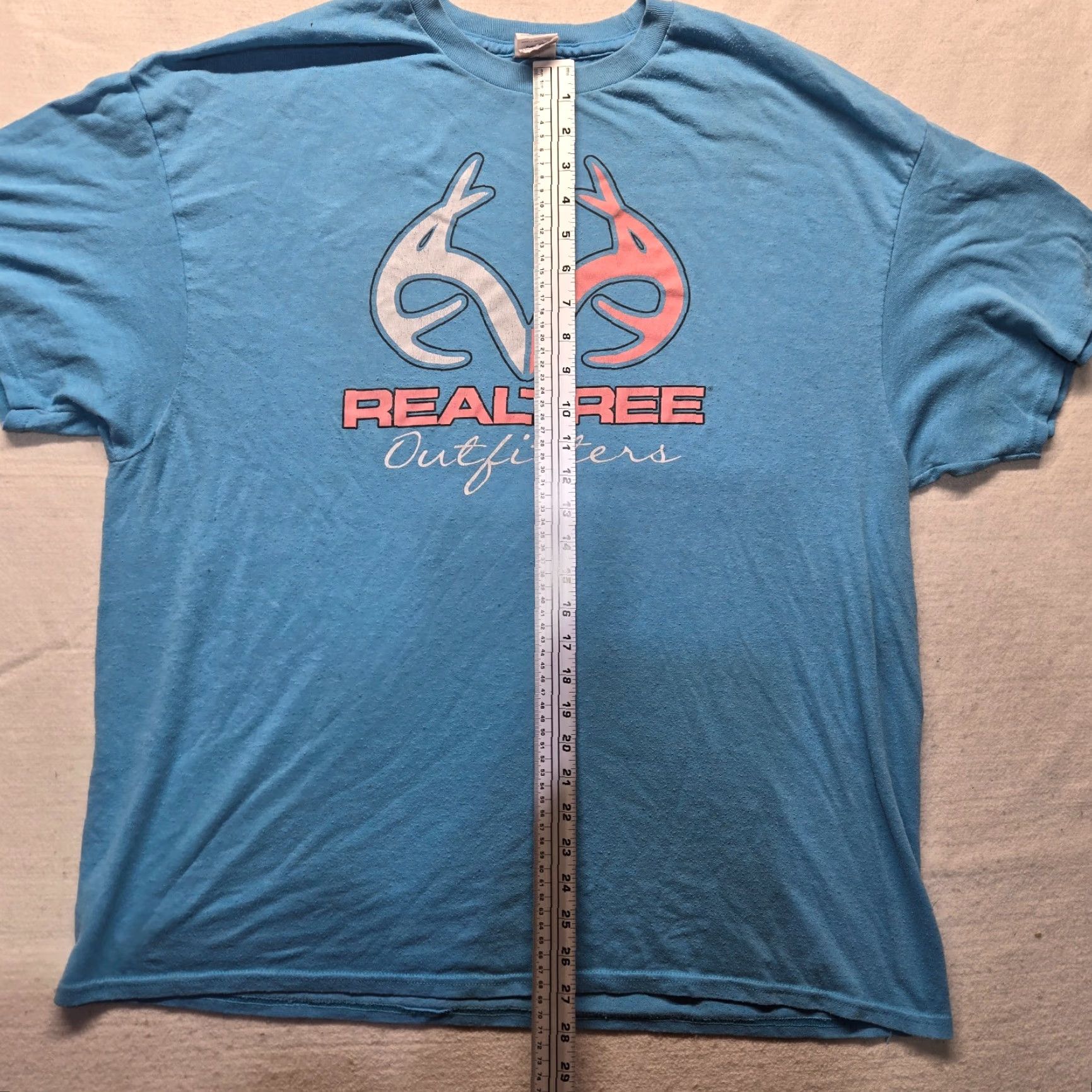 Realtree Real Tree Realtree T-Shirt Light Blue Short Sleeve Logo Deer Horns Adult 2XL XXL Cotton Camouflage Outdoor Hiking Hunting Fishing Logo Shirt Mens Size US XXL / EU 58 / 5 - 6 Thumbnail