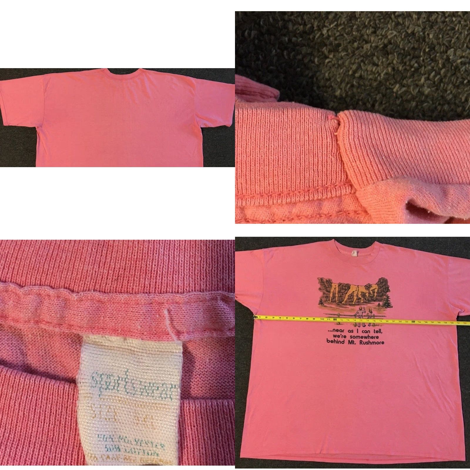Vintage VINTAGE Mt Rushmore Butts T-Shirt Unisex Adults One Size Pink 70s 80s 90s Funny Crude Joke USA Disney Mickey Mouse Striped Distressed Size US M / EU 48-50 / 2 - 9 Thumbnail