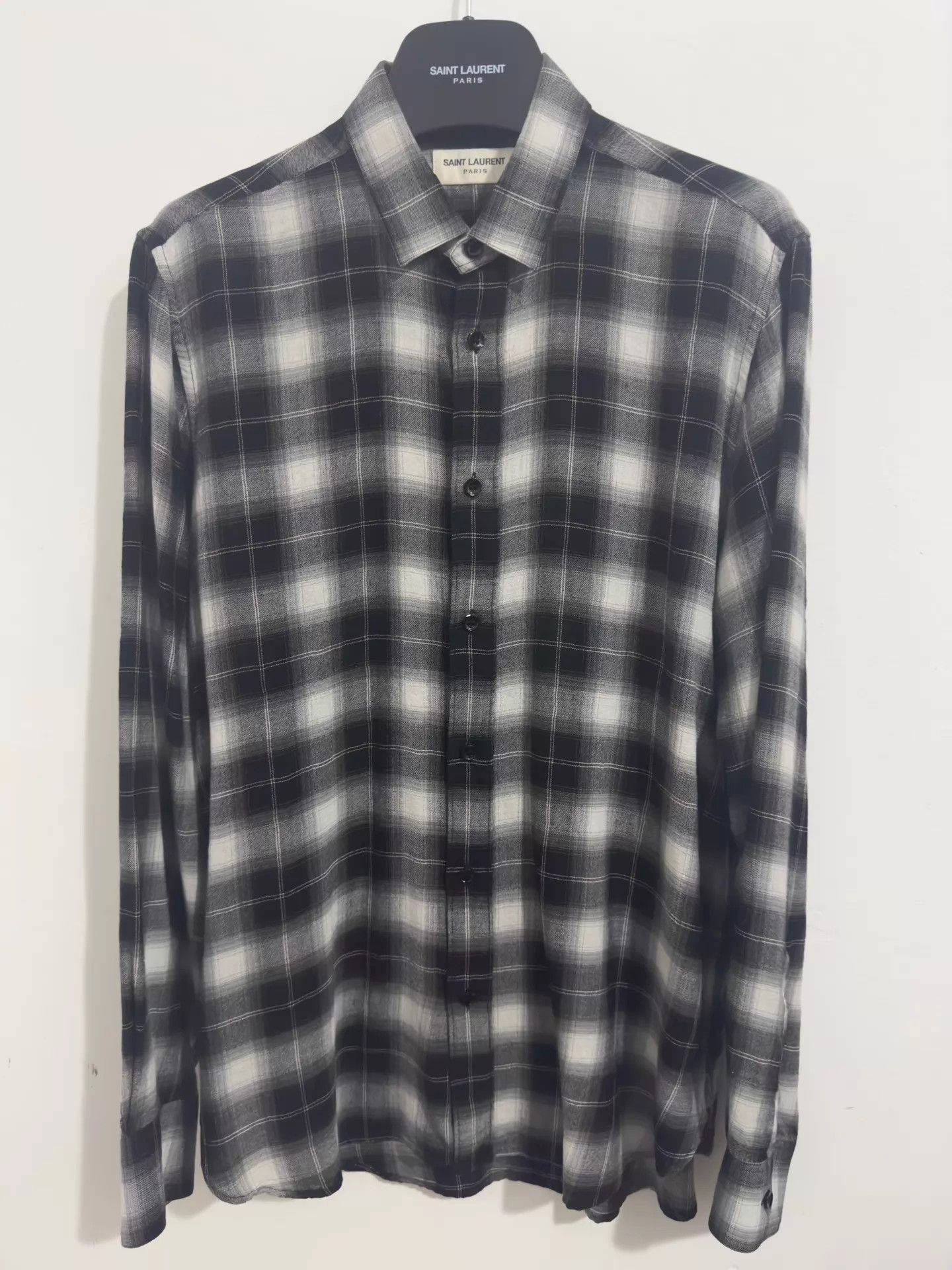 Saint Laurent Paris SLP 15FW Hedi Slimane Flannel Tartan Shirt 39 M Size US M / EU 48-50 / 2 - 1 Thumbnail