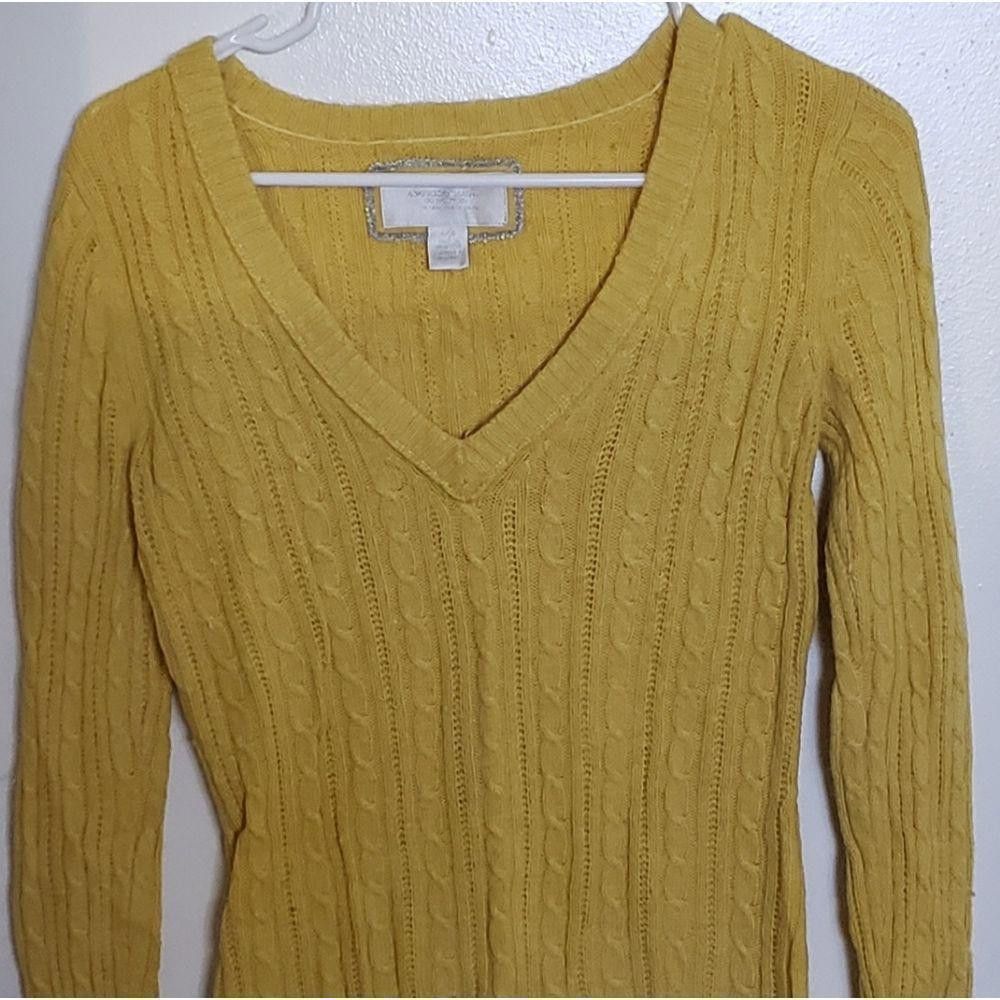 Designer CT1047a AEO Ladies V-neck Long Sleeve Yellow Sweater Size S / US 4 / IT 40 - 1 Thumbnail