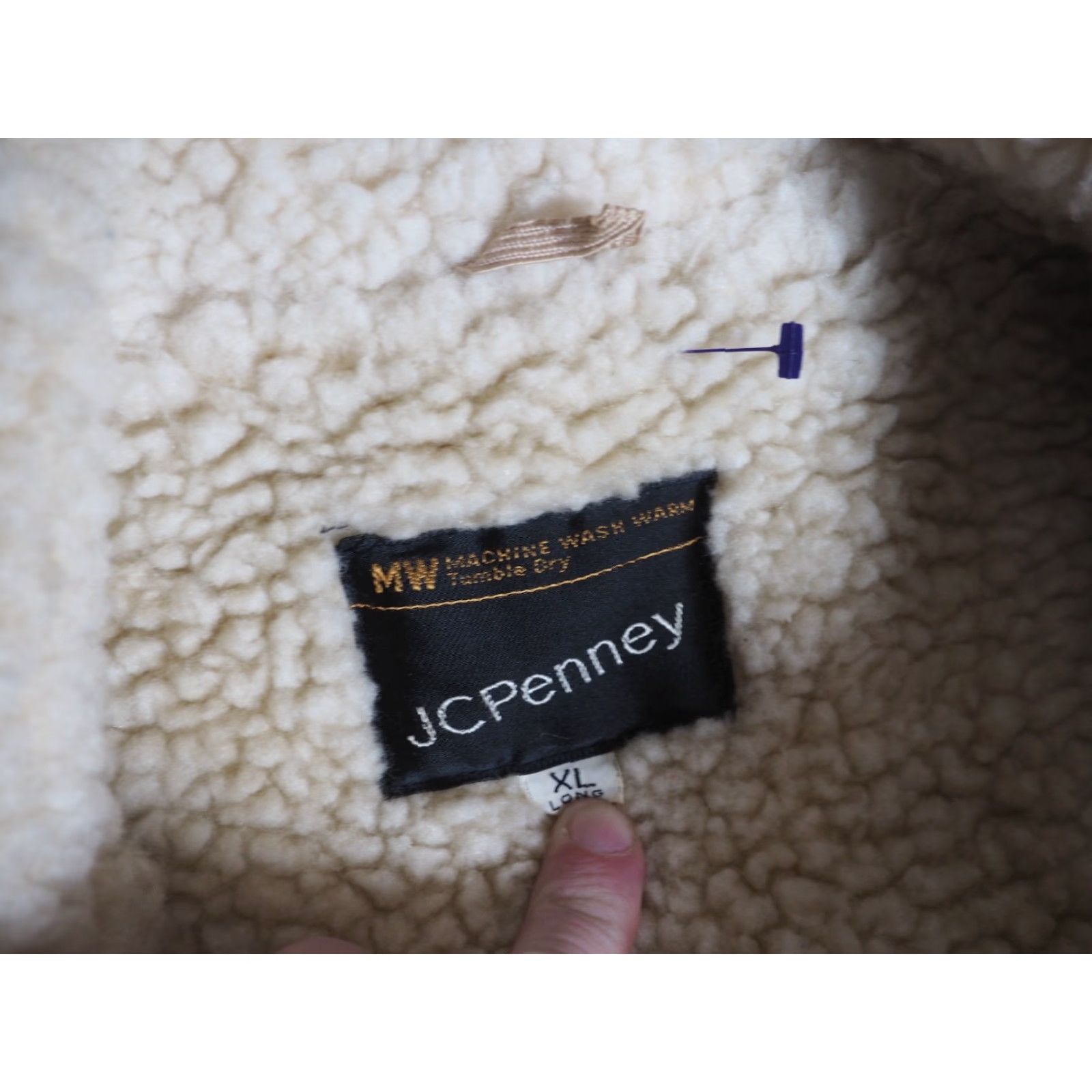 JCPenney VTG 70s Penneys Montgomery Blue White Denim Sherpa Western Ranch Coat Mens XLT Size US XL / EU 56 / 4 - 4 Thumbnail