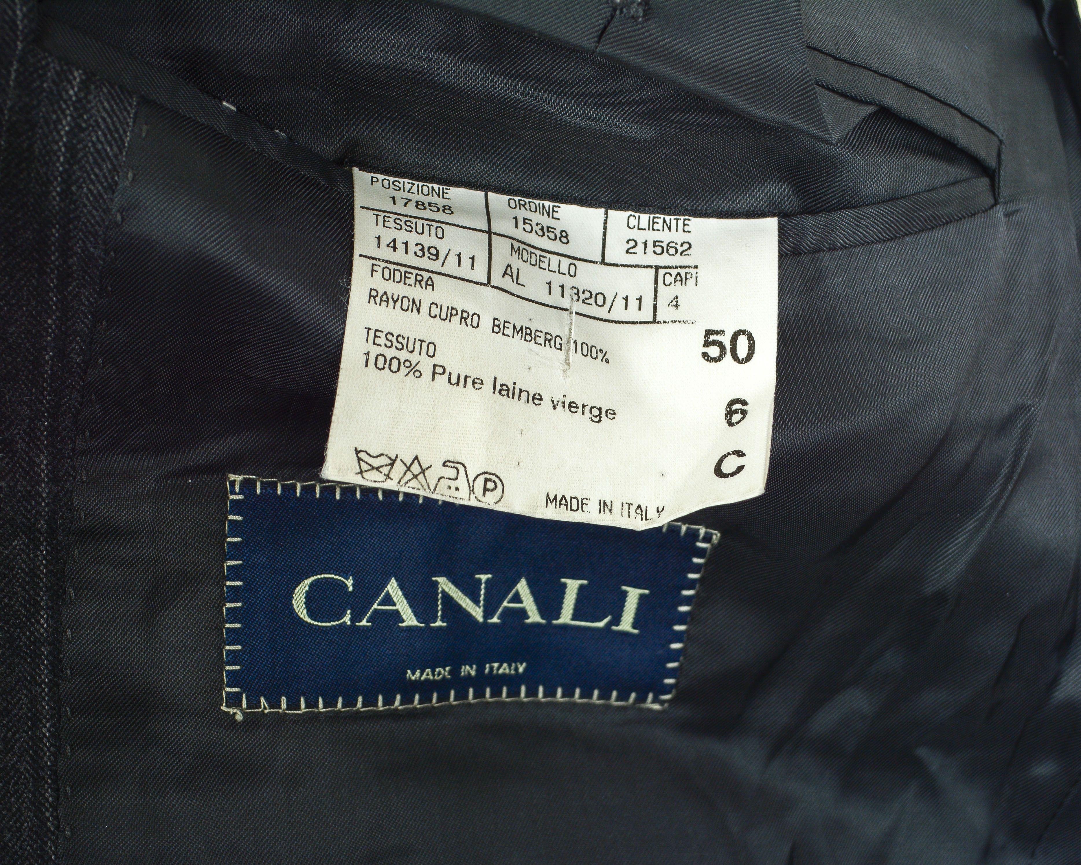 Canali Italian Blazer Pinstriped Wool US 42 UK Jacket Suit L Grey Size 42S - 6 Thumbnail