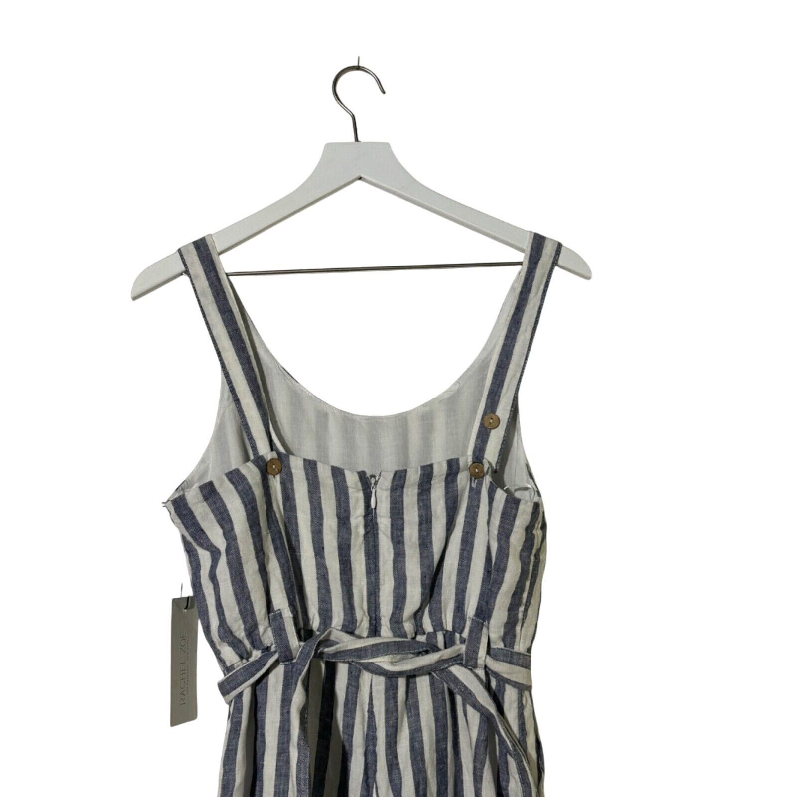 Rachel Zoe Rachel Zoe Jumpsuit Womens 4 NWT Linen Blue White Wide Leg Size 27" / US 4 / IT 40 - 8 Thumbnail