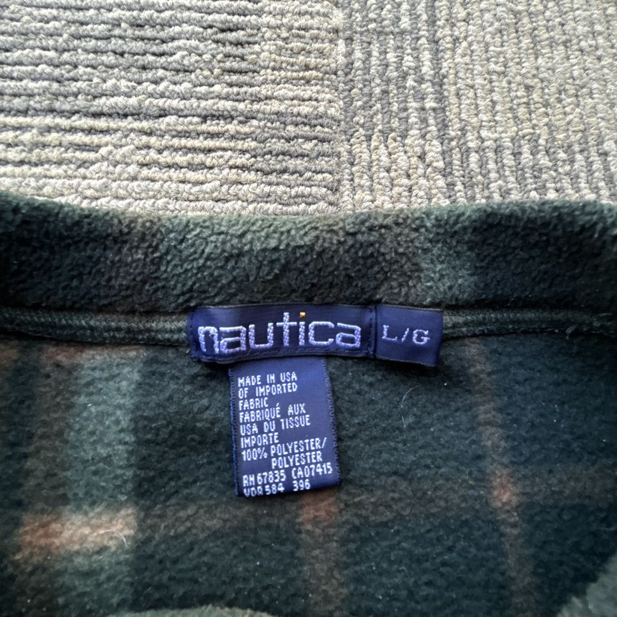 Nautica Vtg 90’s Nautica Green/Brown Plaid Fleece Pullover Size US L / EU 52-54 / 3 - 3 Thumbnail