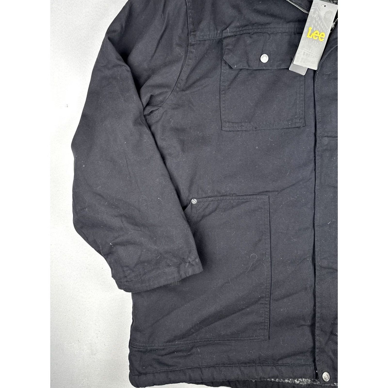 Lee Lee XXL Black Canvas Sherpa Lined Work Jacket Chore Coat NWT Mens Size US XXL / EU 58 / 5 - 5 Thumbnail