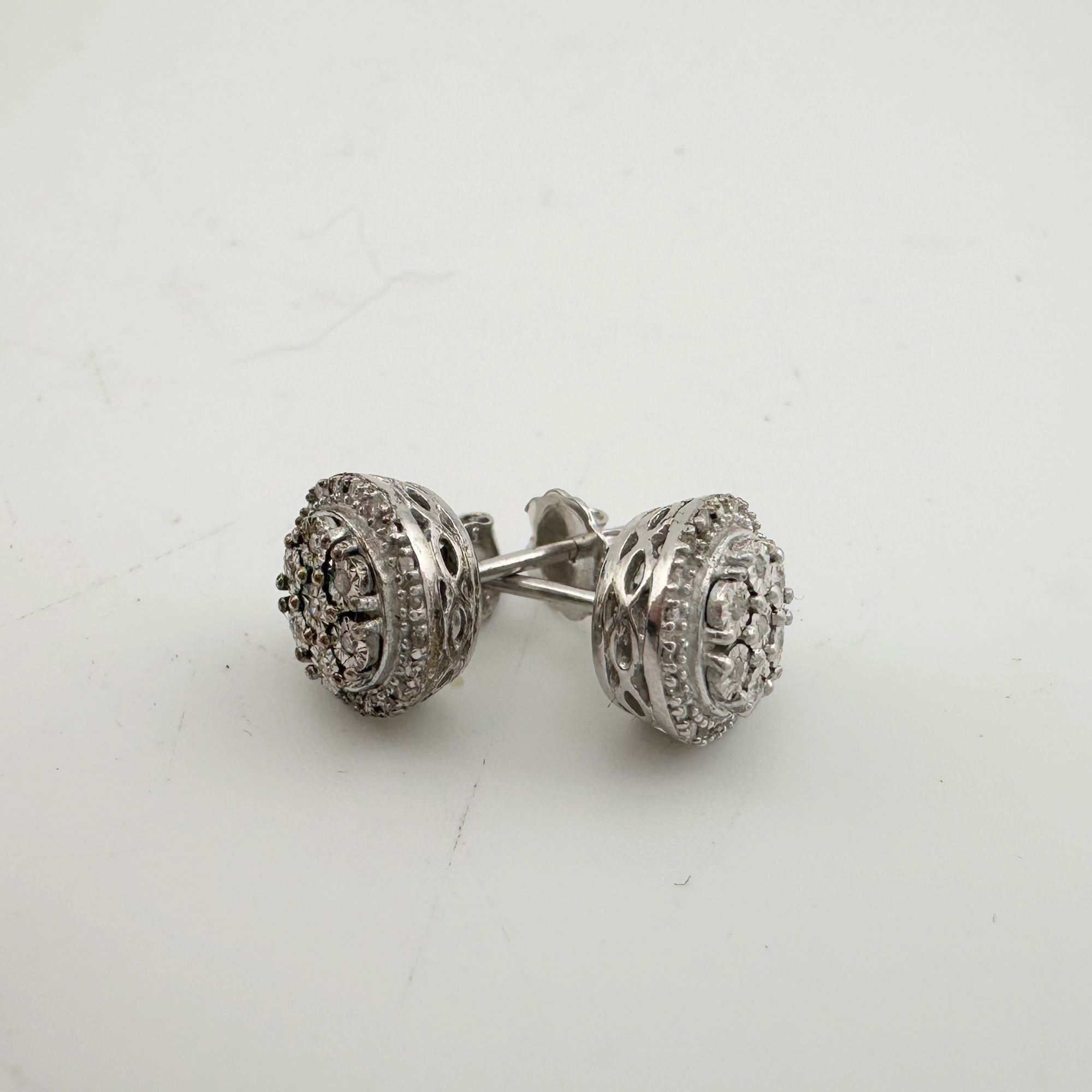 Other Natural Diamond Halo Stud Earrings in Sterling Silver Size ONE SIZE - 10 Thumbnail