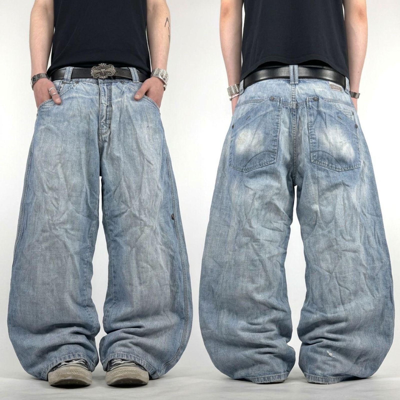 JNCO Crazy Y2K/2000s Faded Pelle Pelle Baggy Jeans Skater Denim 