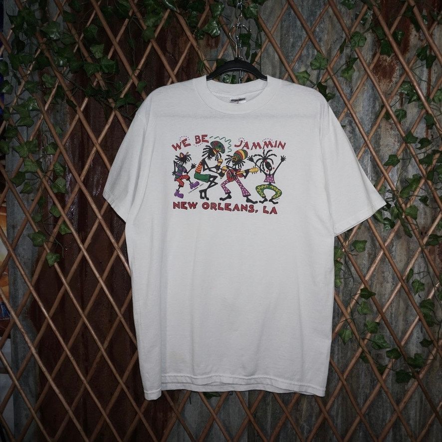 Jerzees Large-Vintage Y2K we be jammin New Orleans rasta 00s t-shirt Size US L / EU 52-54 / 3 - 1 Thumbnail