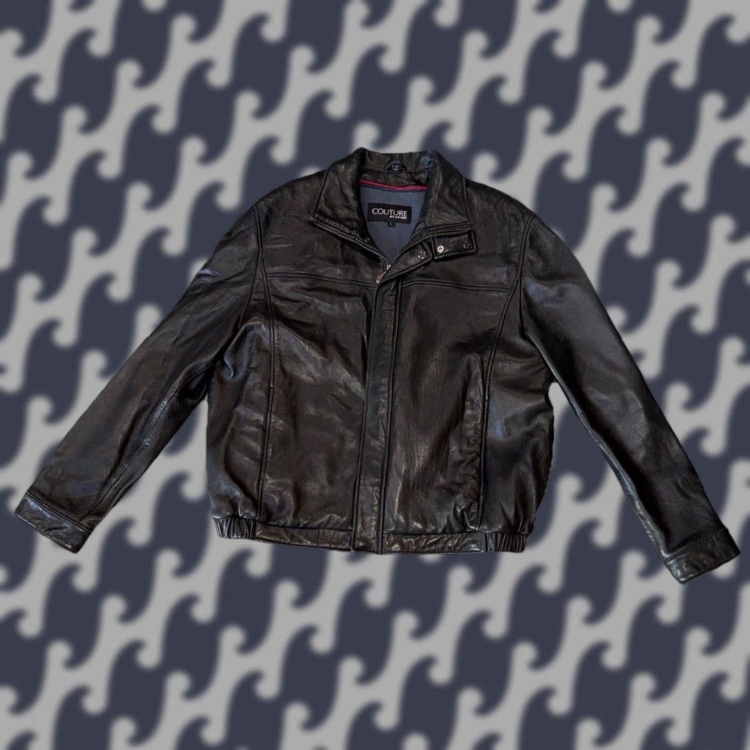 Vintage VINTAGE Couture by J Park Leather Jacket Coat Black Bomber 100% Lambskin Lined Removable Vest Zip Snap Mens Large Casual 90s Vintage Size US L / EU 52-54 / 3 - 1 Thumbnail
