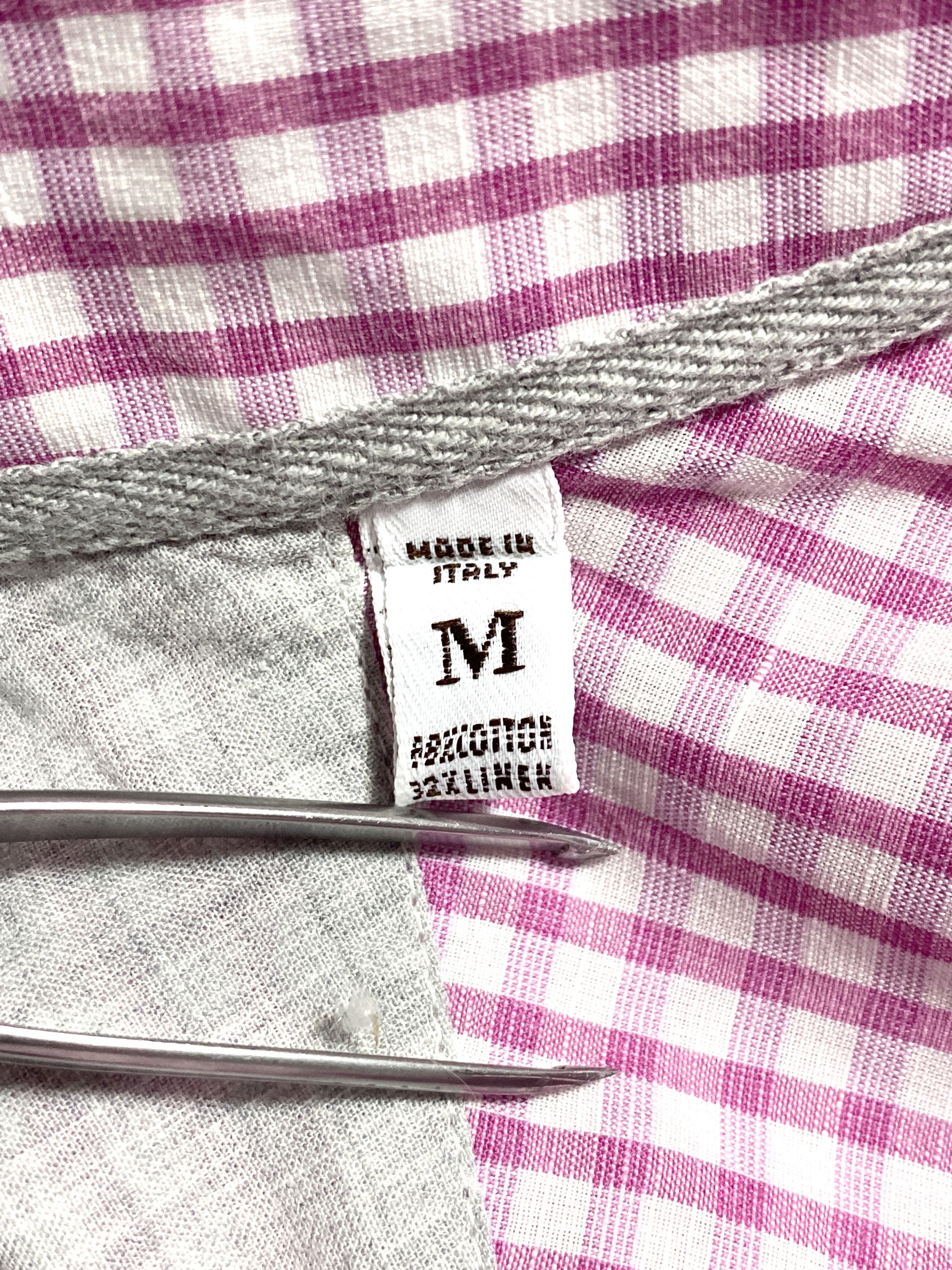Brunello Cucinelli Brunello Cucinelli Pink White Check Cotton Linen Slim Shirt Size US M / EU 48-50 / 2 - 11 Thumbnail