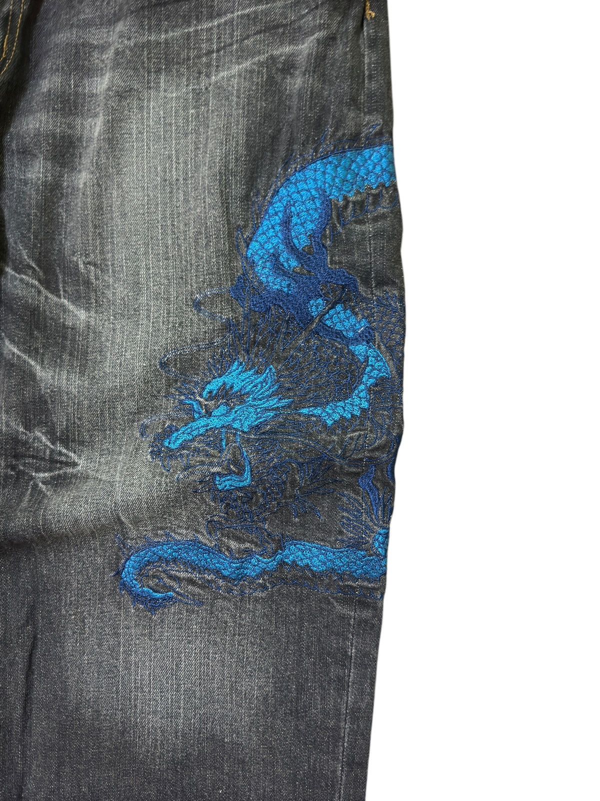 Karakuri Tamashii Karakuri Tamashii Dragon Embroidered Sukajan Denim Jeans Size US 34 / EU 50 - 7 Thumbnail