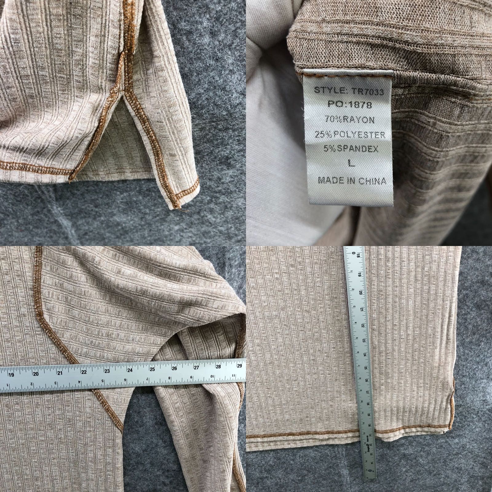 Vintage Gigio USA Oversized Tunic Boho Long Sleeve Top Beige Ribbed Womens L Shirt Size L / US 10 / IT 46 - 8 Thumbnail