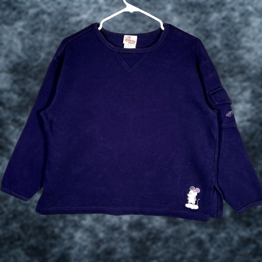 Disney VINTAGE The Disney Store Mickey Knit Womens Sweater Size Medium Blue Pullover Disney Store Sweatshirt Knit pattern Embroidered 8/10 Women Size M / US 6-8 / IT 42-44 - 1 Thumbnail