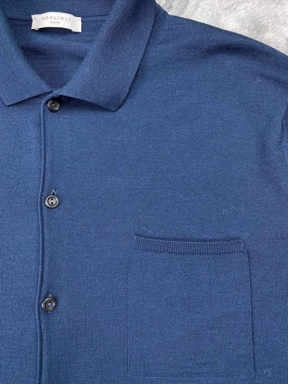 Boglioli Boglioli Polo Long Sleeve Sweater Lana Wool Men Size M Blue Size US M / EU 48-50 / 2 - 5 Thumbnail