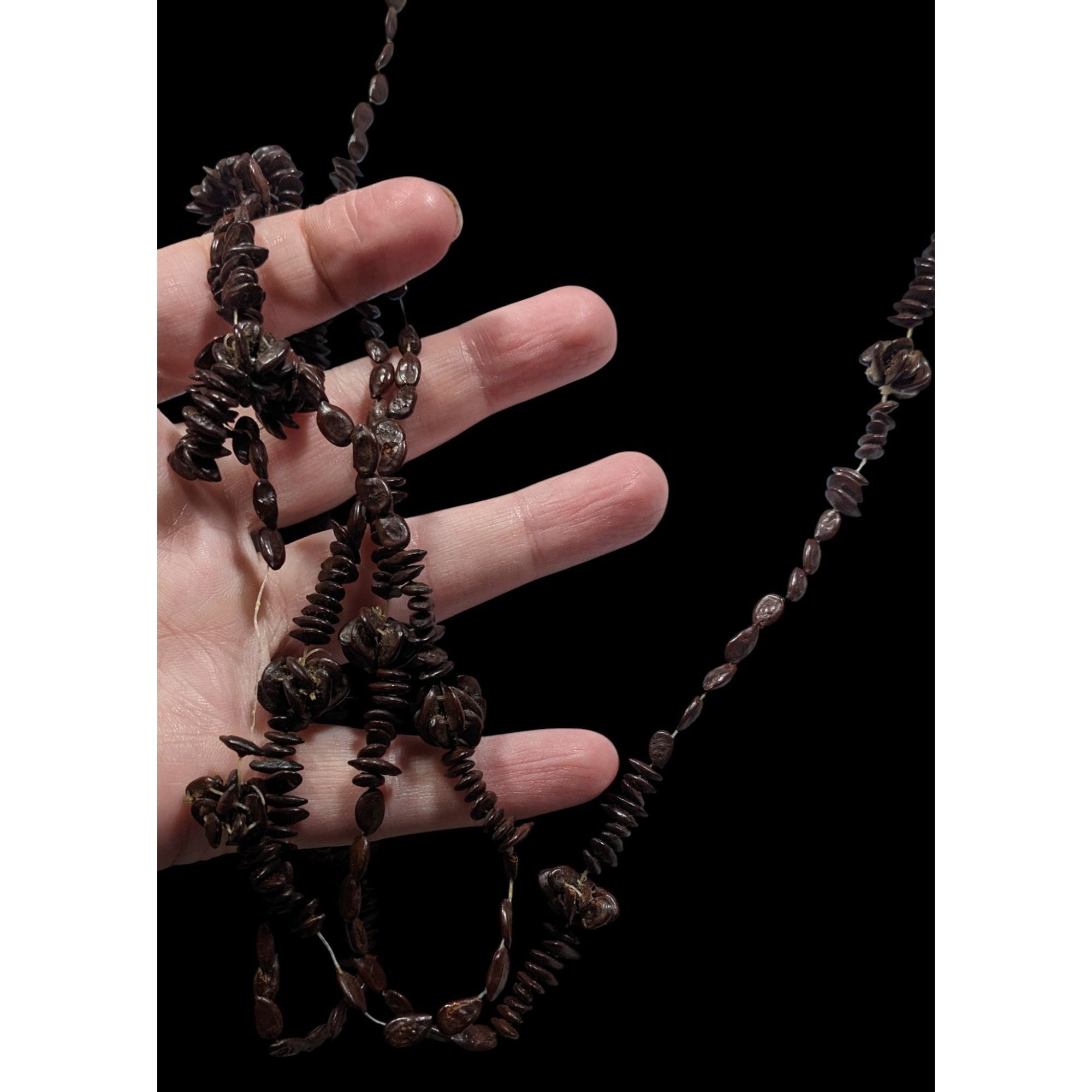 Handmade Handcrafted Apple Seed Dark Brown Beaded Necklace Size ONE SIZE - 6 Thumbnail