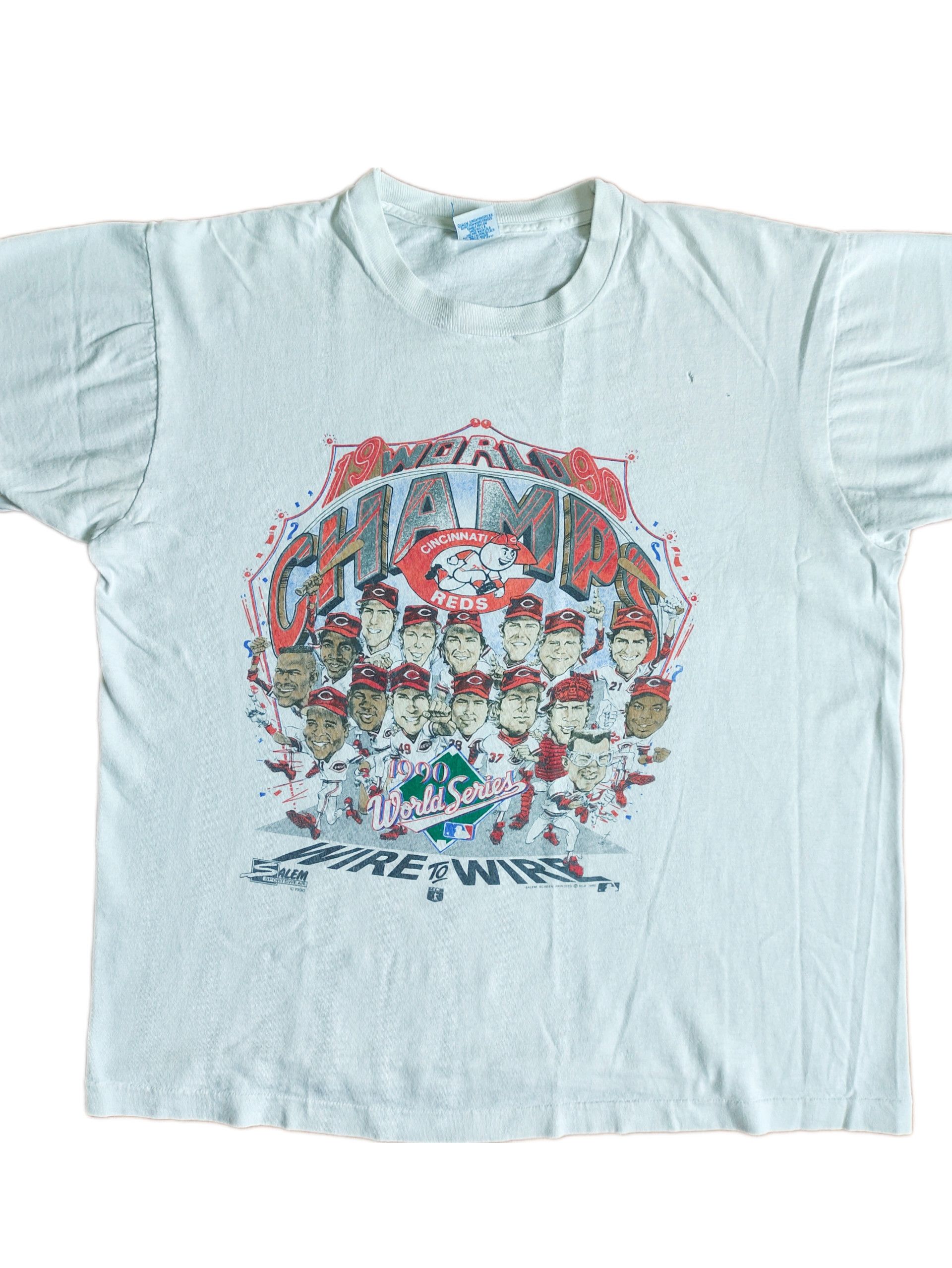 MLB × Salem Sportswear × Vintage Vintage Cincinnati Reds"Wire to Wire" 90s Caricature T-Shirt Size US XL / EU 56 / 4 - 3 Thumbnail