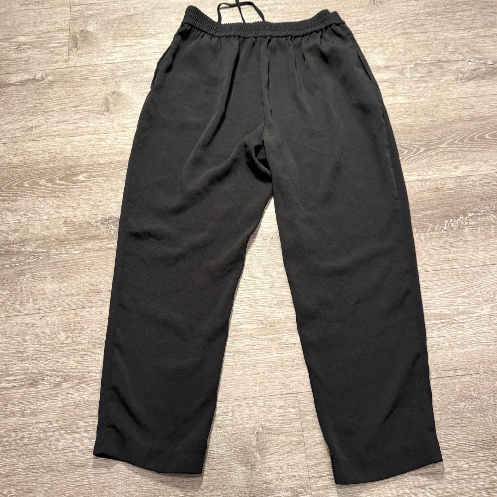 Zara Zara Pants Womens Large Black Viscose Twill Wide-Leg Ankle Casual Belted Pockets Adult 28in Inseam 24in Size 36" / US 14 / IT 50 - 4 Thumbnail