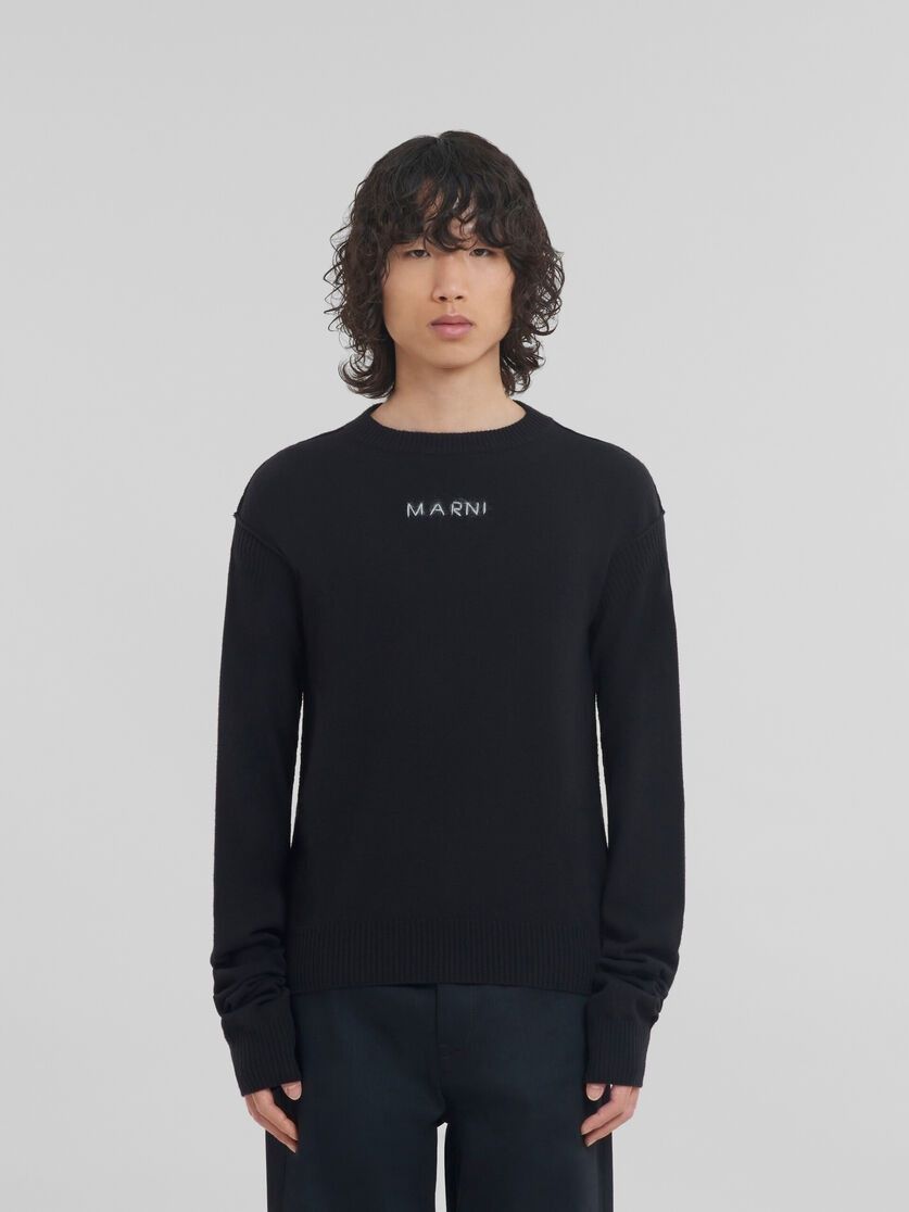 Marni o1w1db11125 Wool & Cashmere Logo Sweater in Black Size US S / EU 44-46 / 1 - 2 Thumbnail