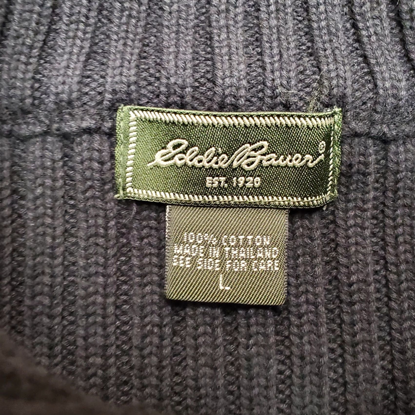 Eddie Bauer VINTAGE Eddie Bauer Sweater Mens L Black 100% Cotton Gull Zip Heavy Weight Ribbed Pullover Knit Casual Mens Size US L / EU 52-54 / 3 - 4 Thumbnail