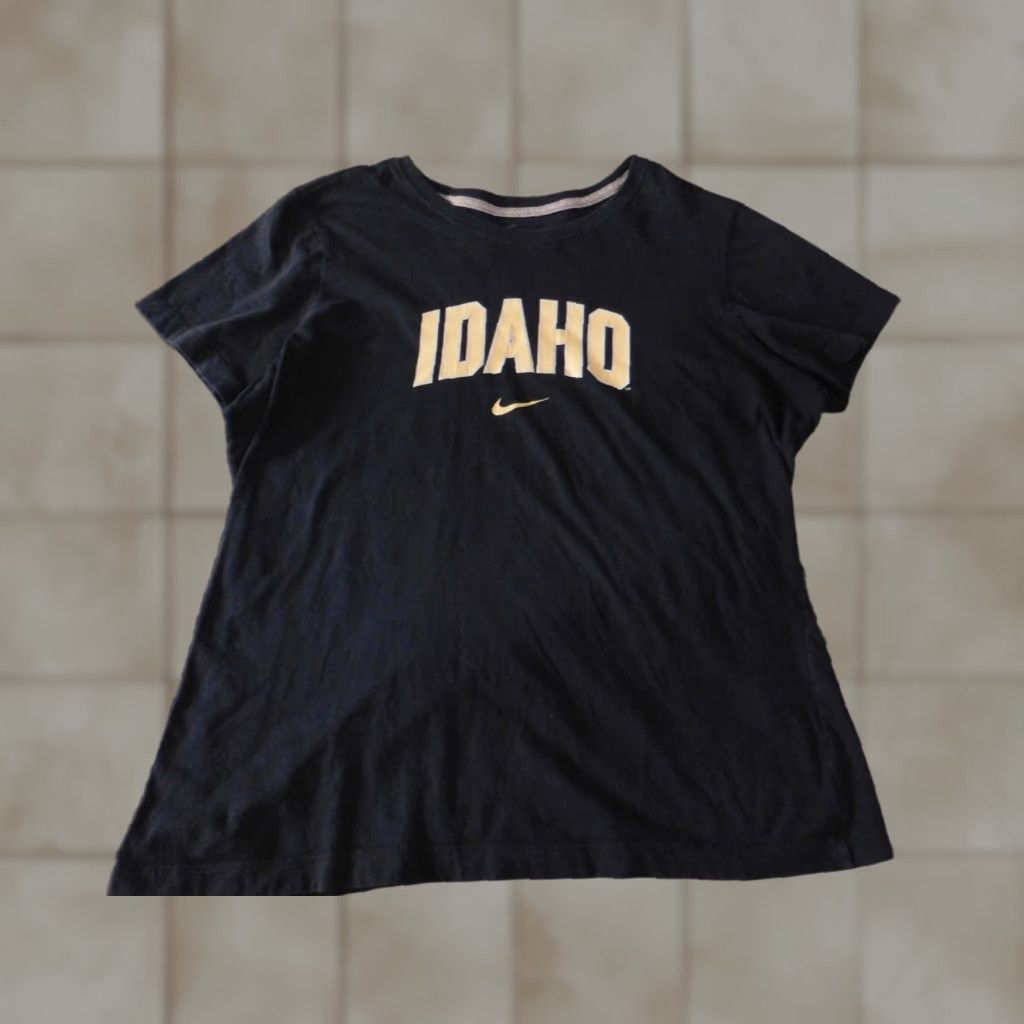 Nike Nike Womens Shirt 2XL Black Slim Fit Pullover Crew Neck Cotton T-Shirt Casual Slimming Button IDaho Logo Size XXL / US 16-18 / IT 52-54 - 1 Thumbnail