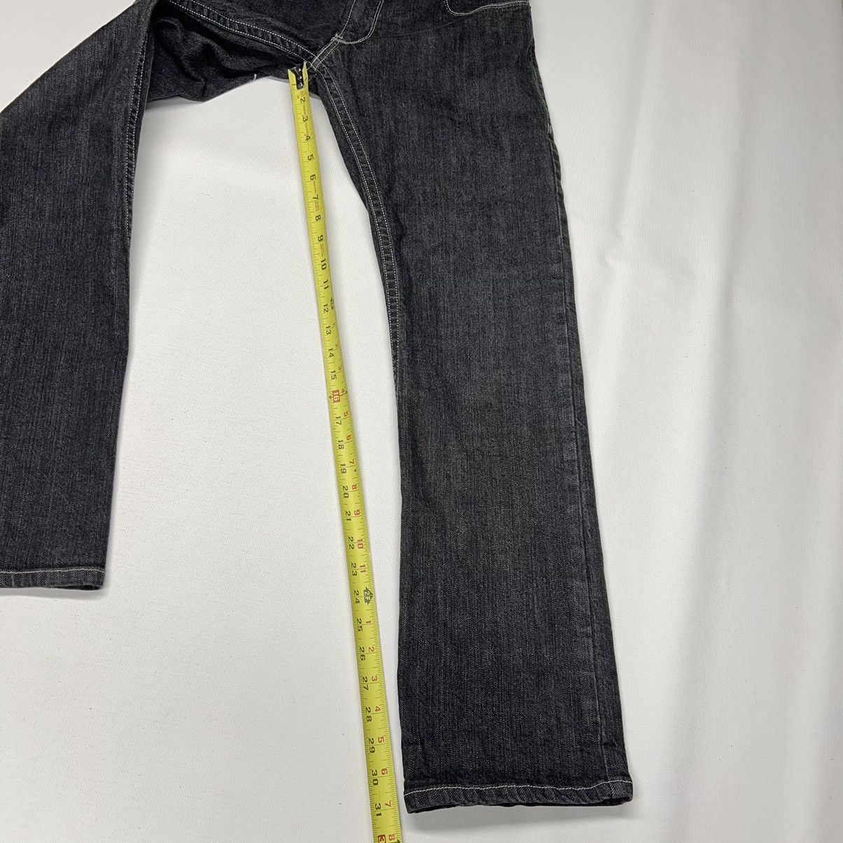 Levi's Levis Slim Straight Jeans Black Green Stitch Pockets Denim Size US 33 - 20 Thumbnail