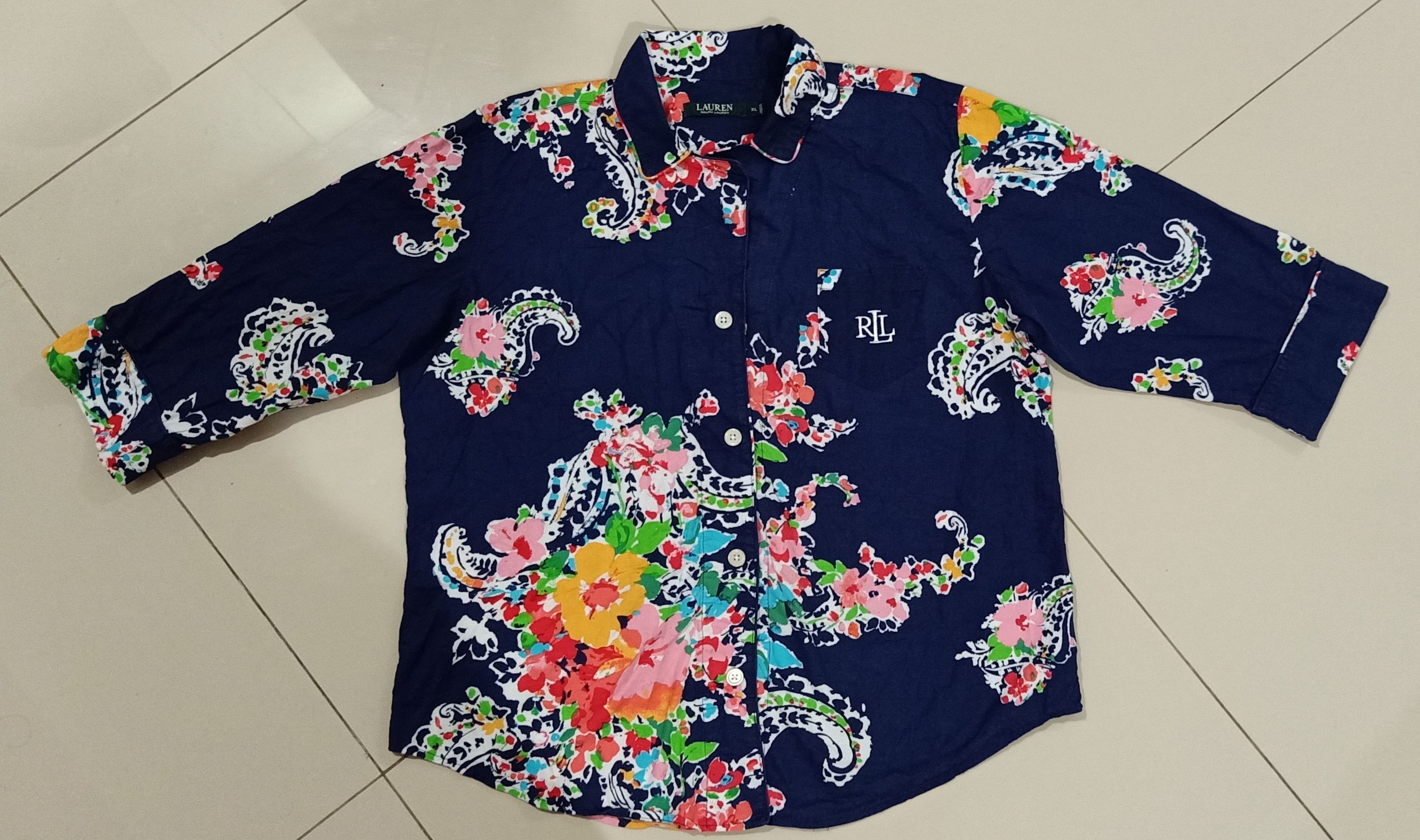 Japanese Brand × Lauren Ralph Lauren × Ralph Lauren Rare Lauren Ralph Lauren Single Pocket Flower Art Design Size US L / EU 52-54 / 3 - 1 Thumbnail